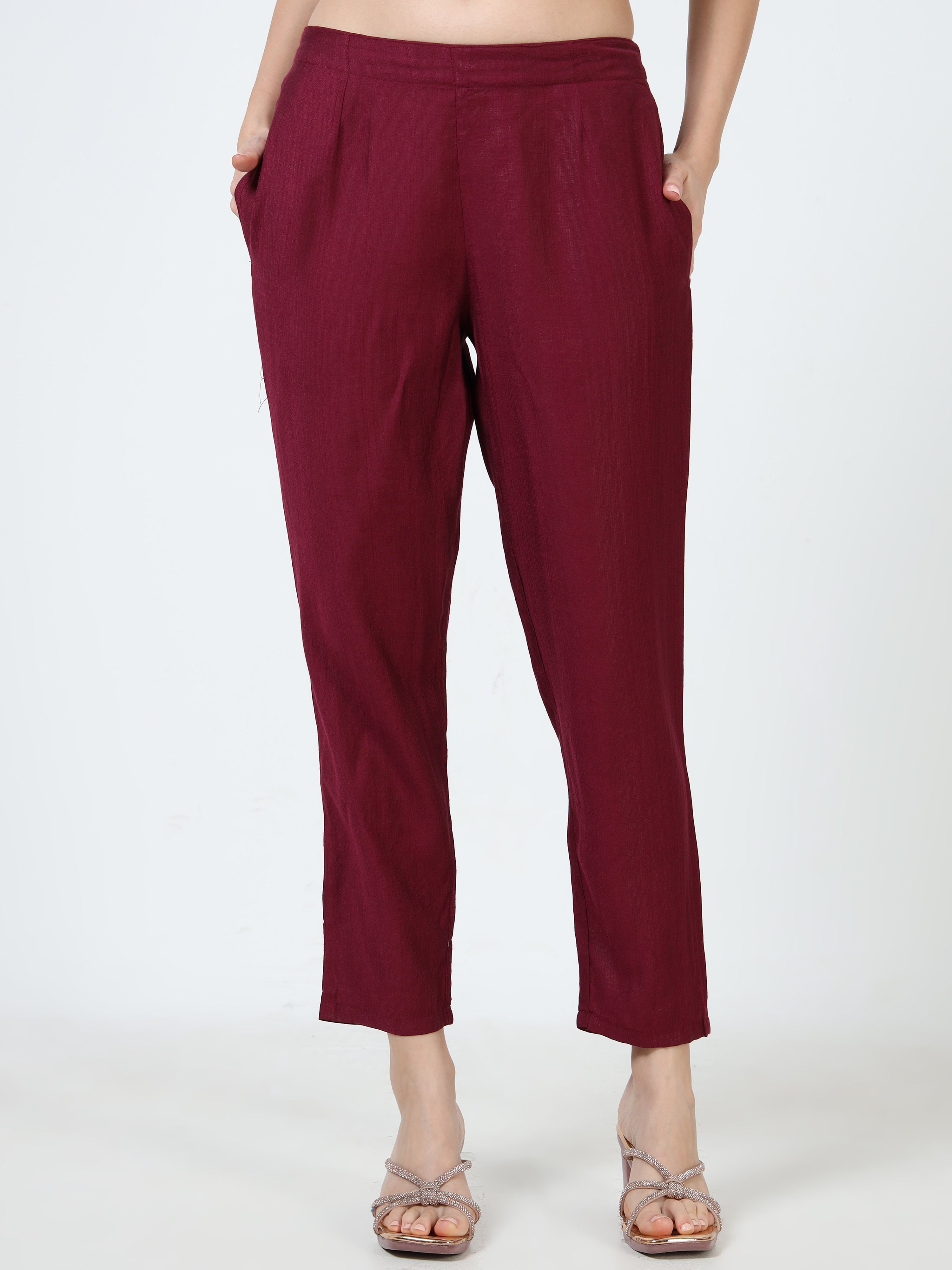 Rayon Printed Coord Set – Maroon Bloom