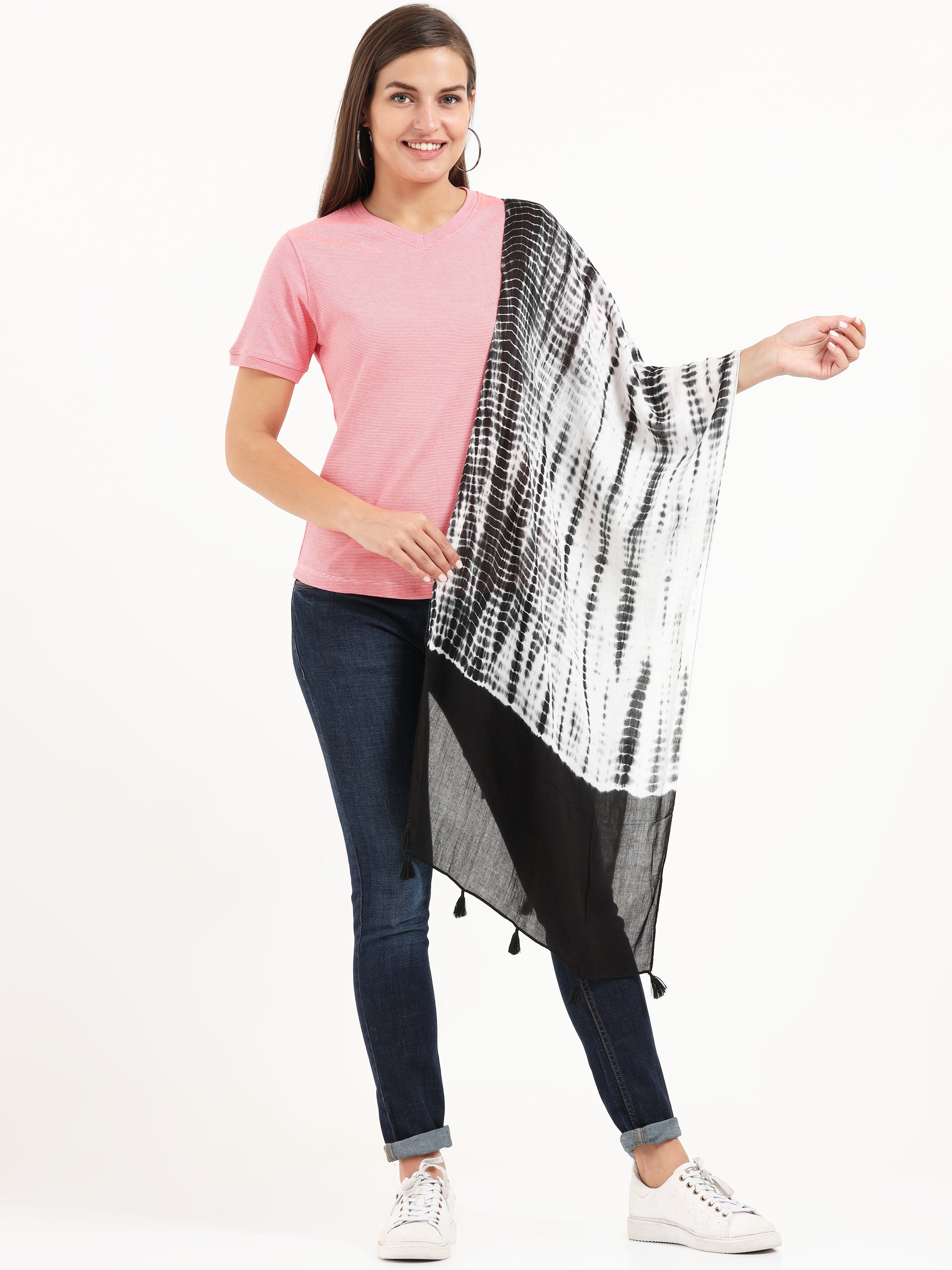 Black & White Tie-Dye Scarf