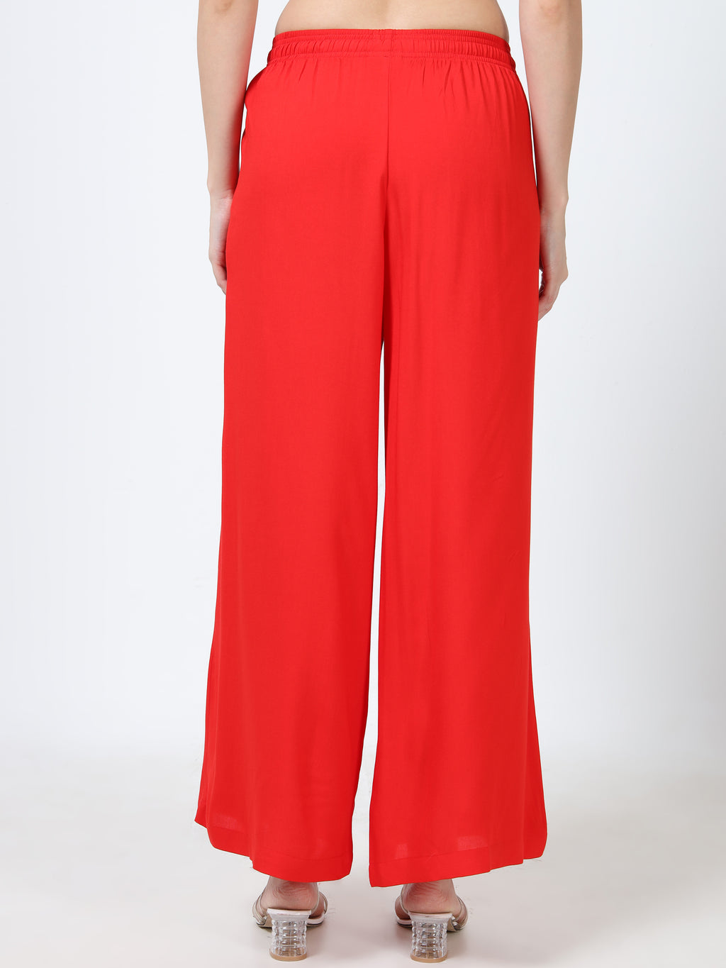 Red Viscose Palazzo Pant Plain