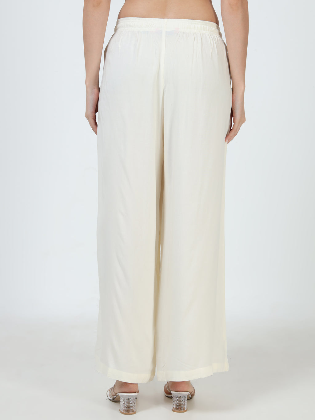 Cream Viscose Palazzo Pant Plain
