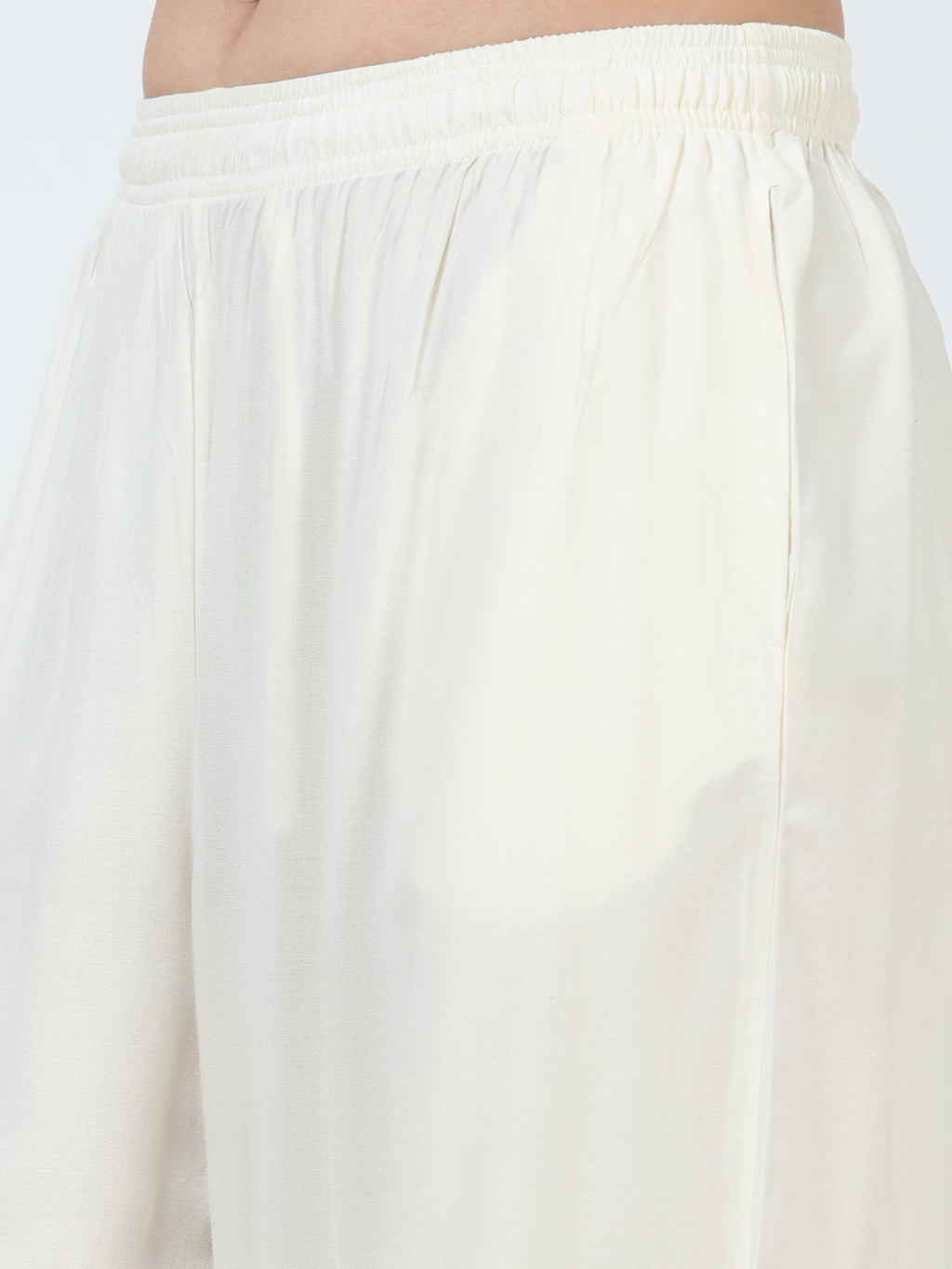 Cream Viscose Palazzo Pant Plain