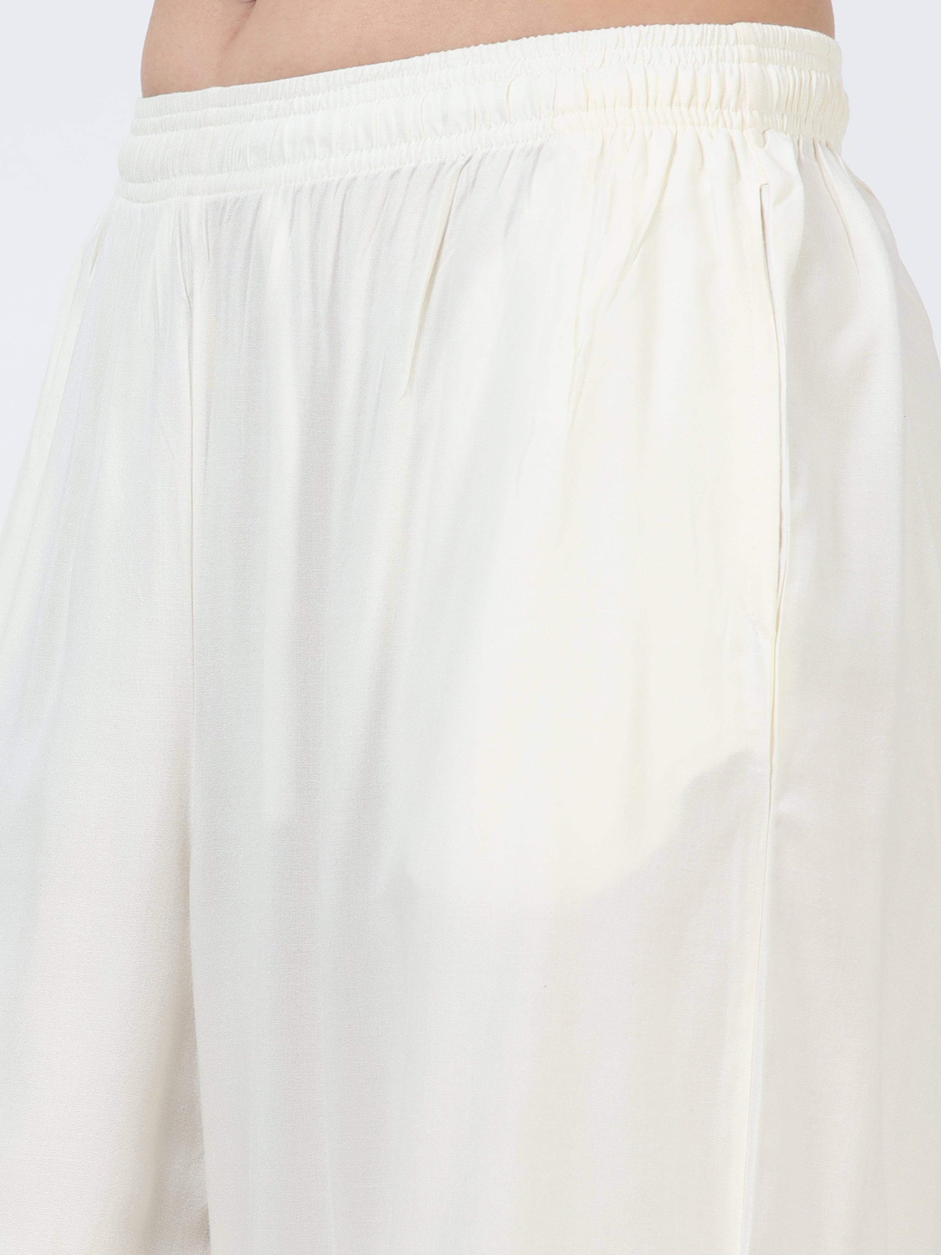 Cream Viscose Palazzo Pant Plain