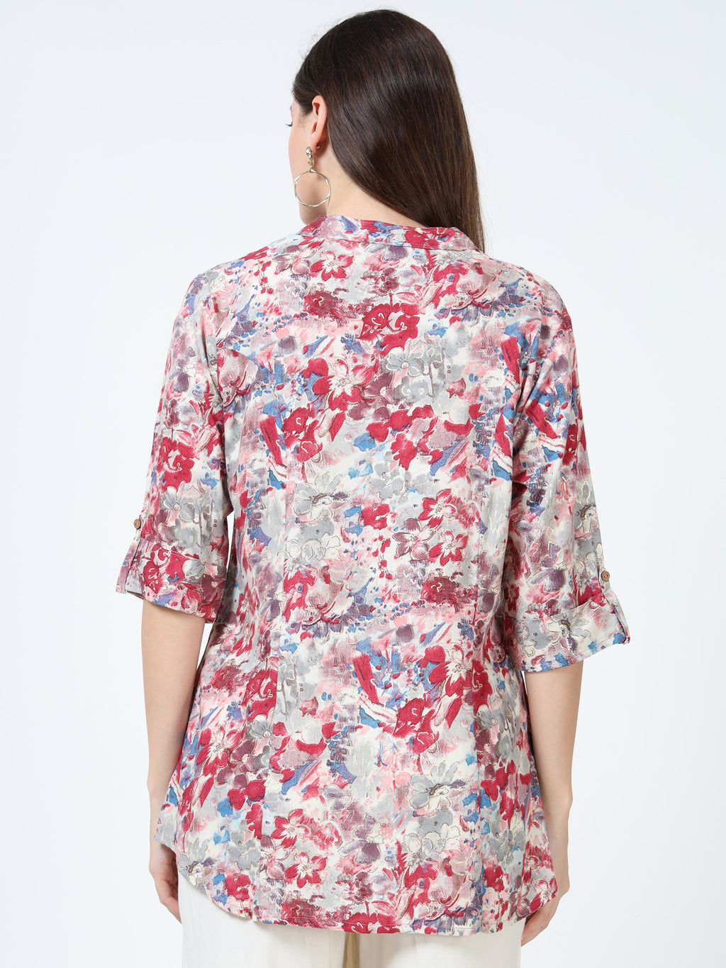 Pink & Blue Splash Floral Kurti