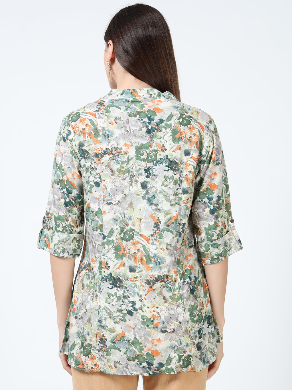 Green-Orange Floral Kurti