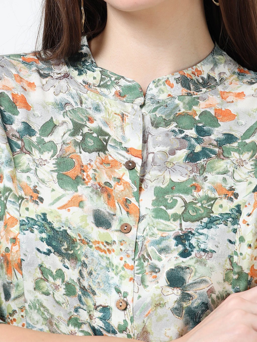 Green-Orange Floral Kurti