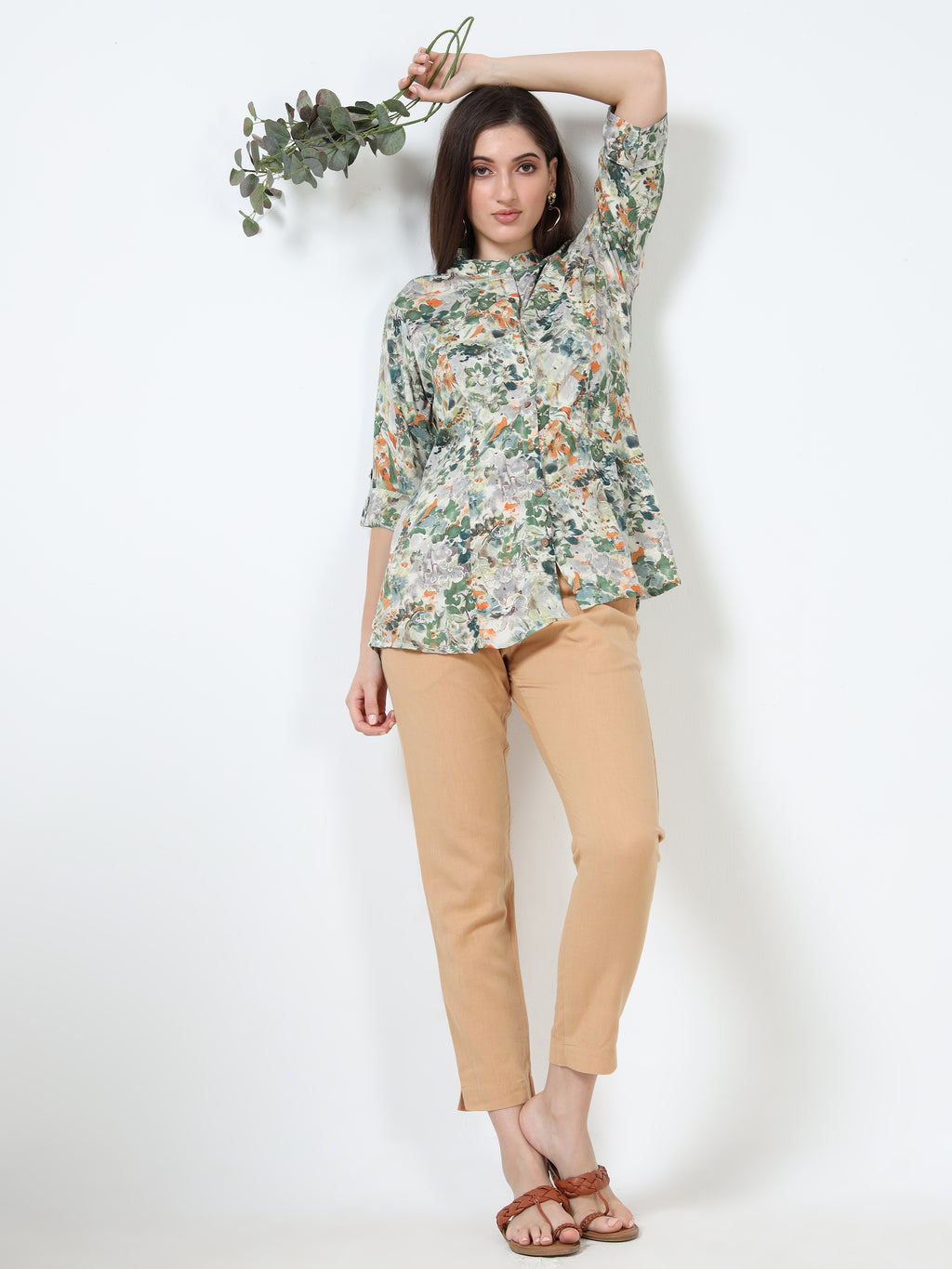 Green-Orange Floral Kurti