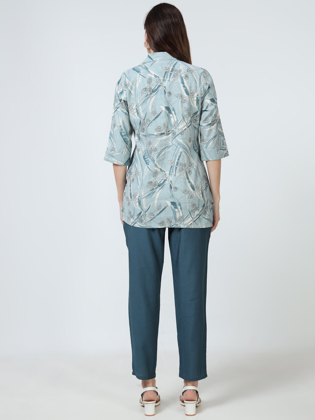 Rayon Printed Coord Set – Blue Serenity