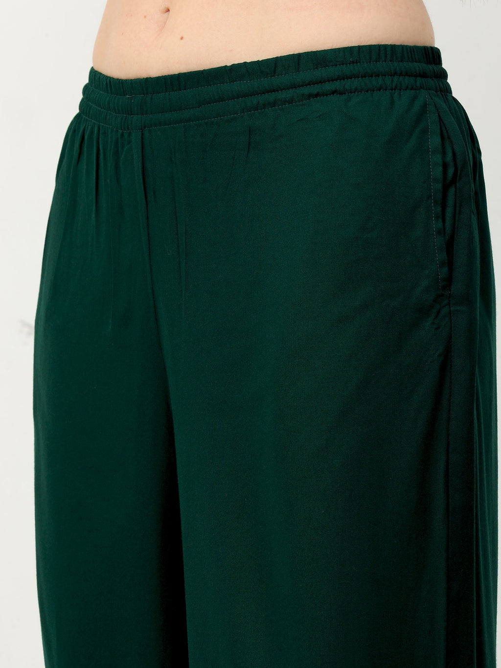 Bottle Green Viscose Palazzo Pant Plain