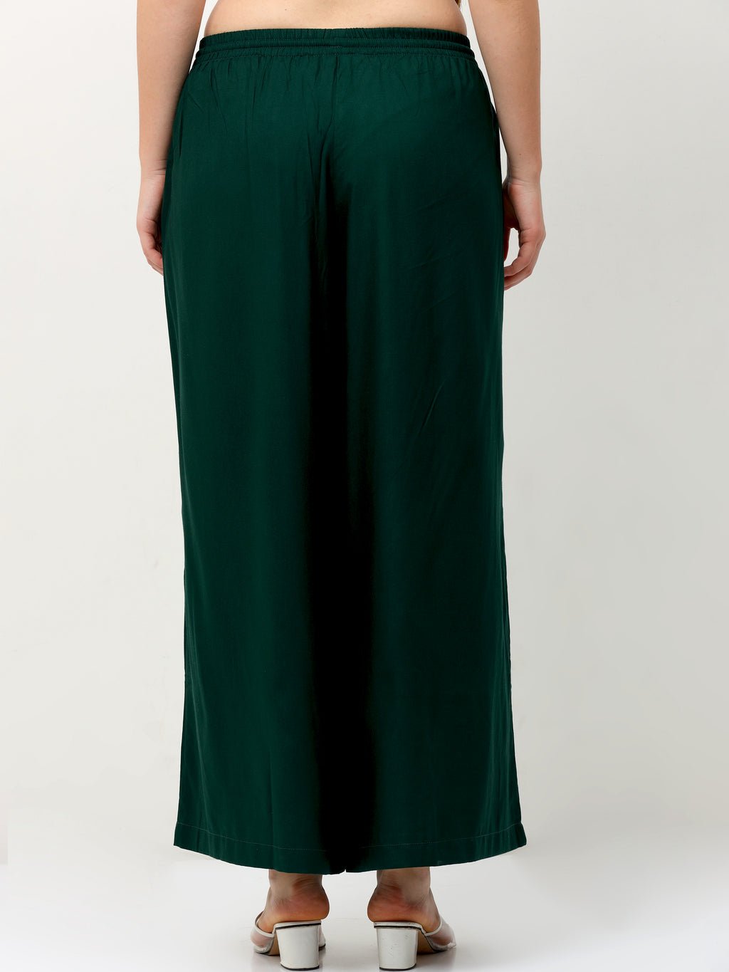 Bottle Green Viscose Palazzo Pant Plain