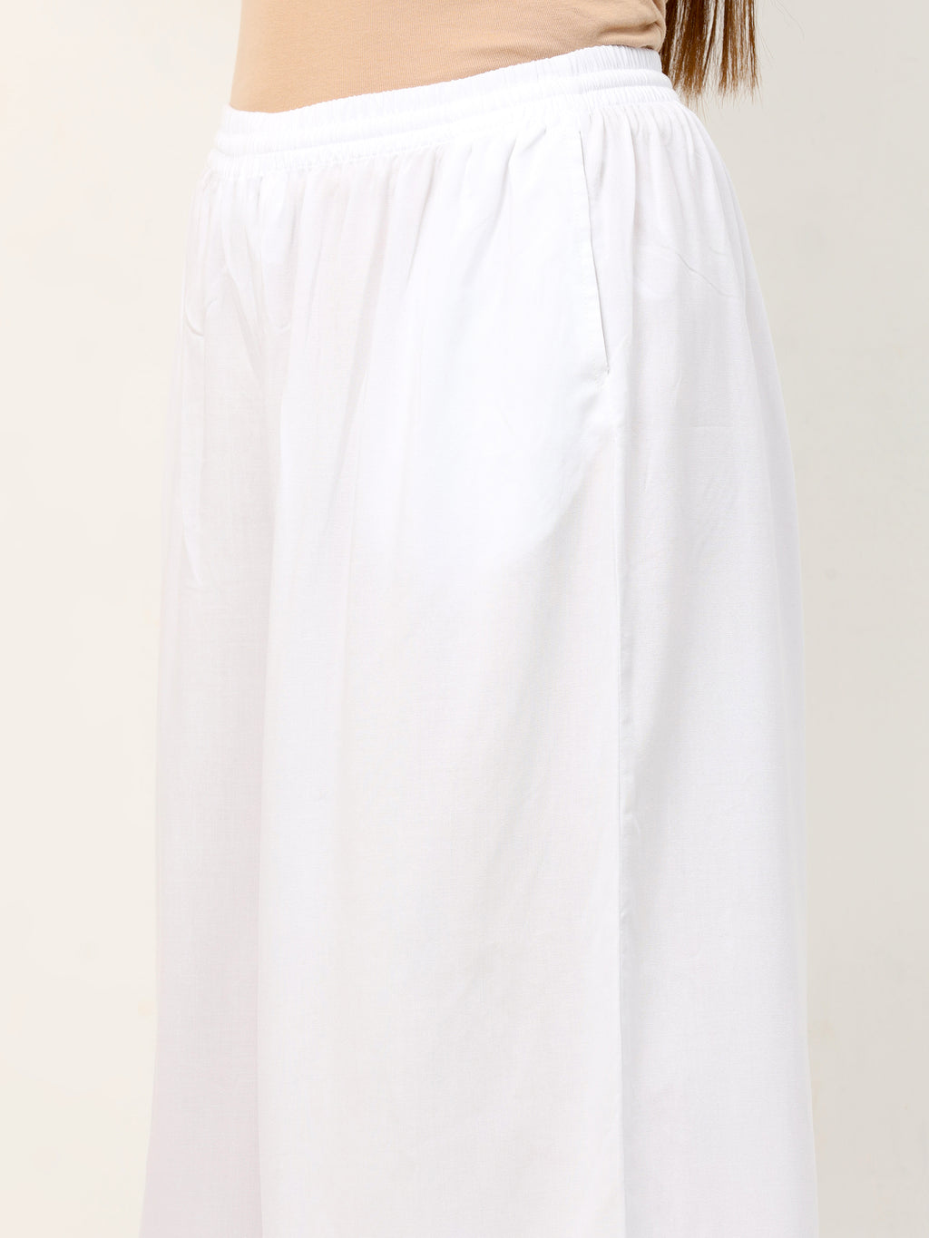 White Viscose Palazzo Pant Plain