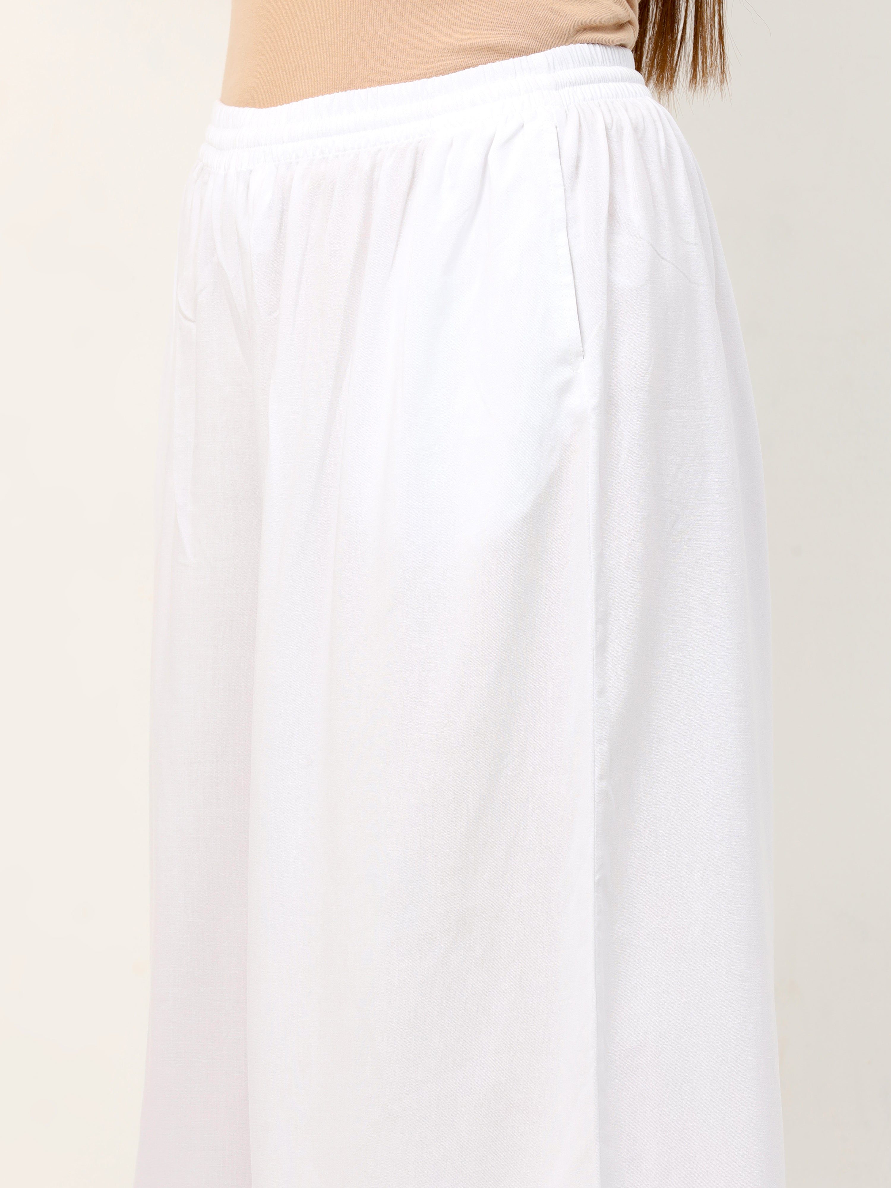 White Viscose Palazzo Pant Plain