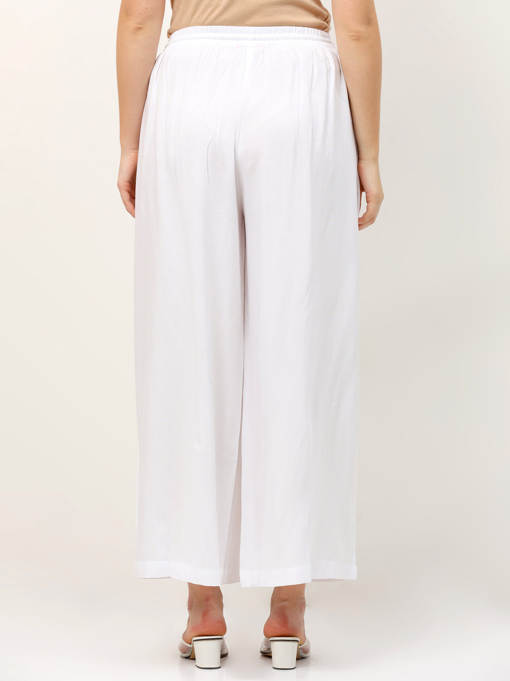 White Viscose Palazzo Pant Plain