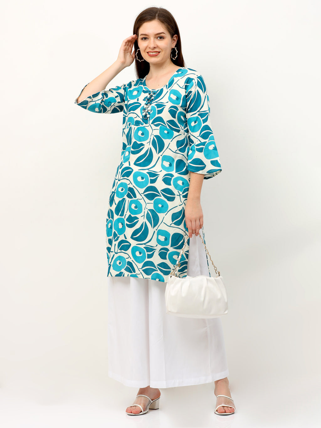 White Viscose Palazzo Pant Plain