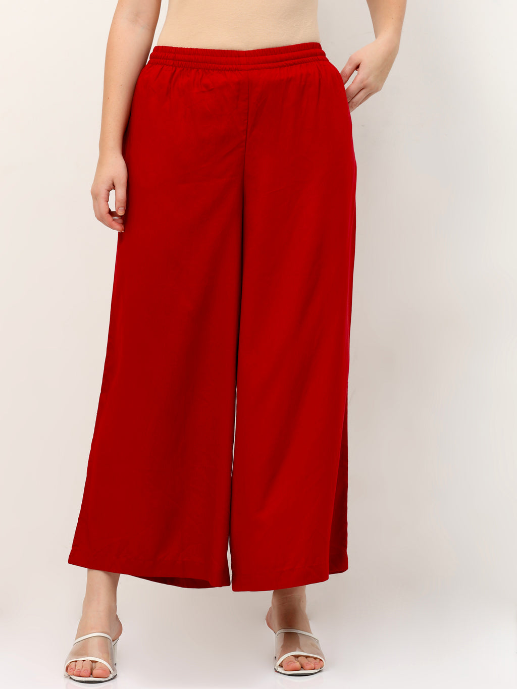 Maroon Viscose Palazzo Pant Plain