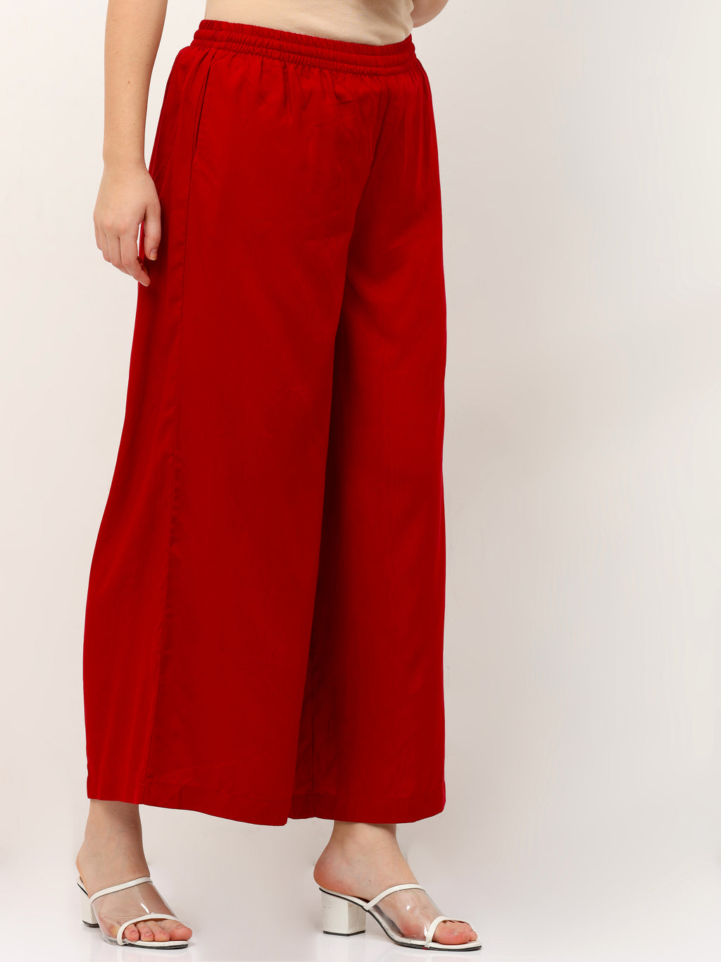 Maroon Viscose Palazzo Pant Plain