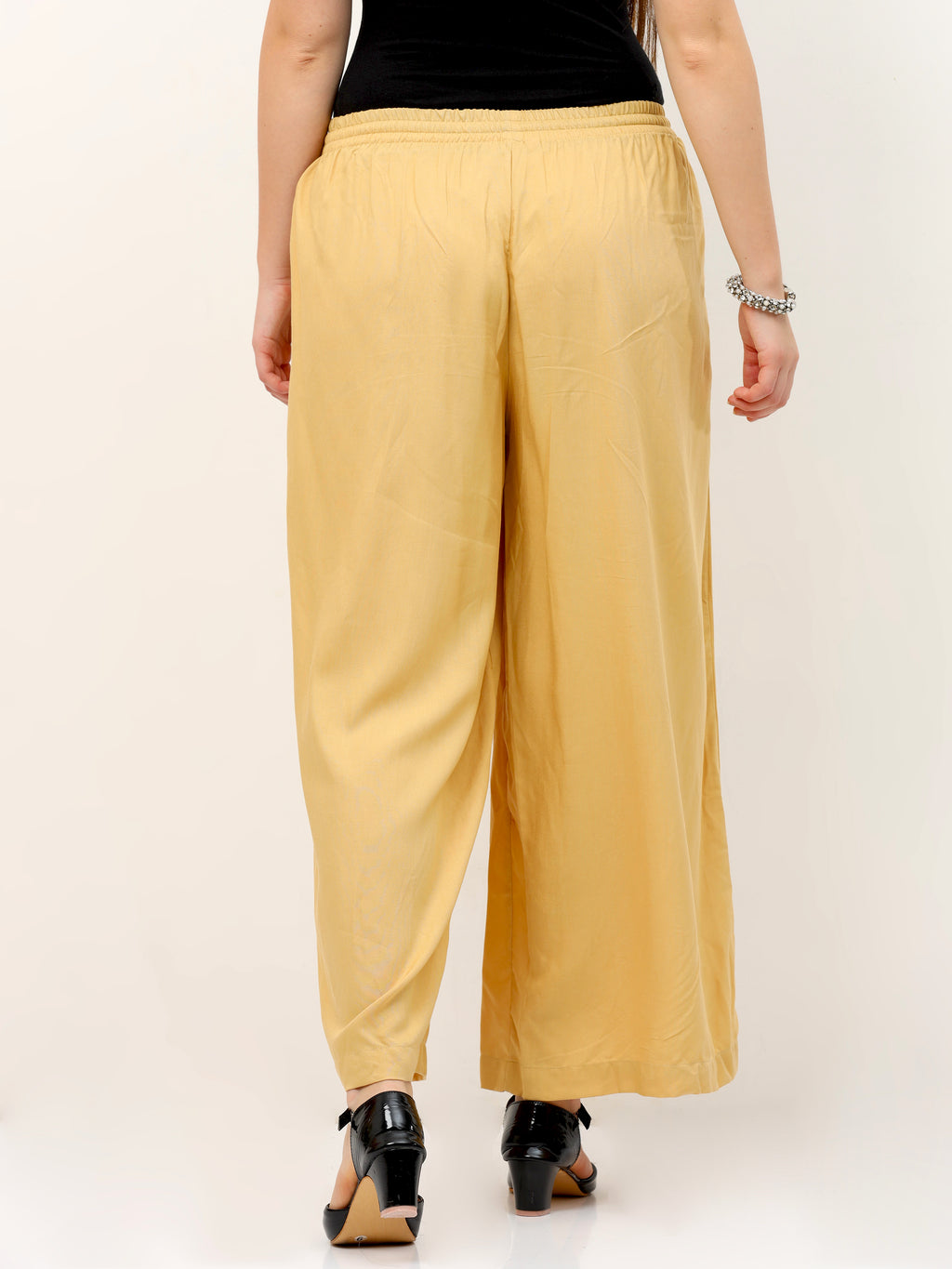 Beige Viscose Palazzo Pant Plain
