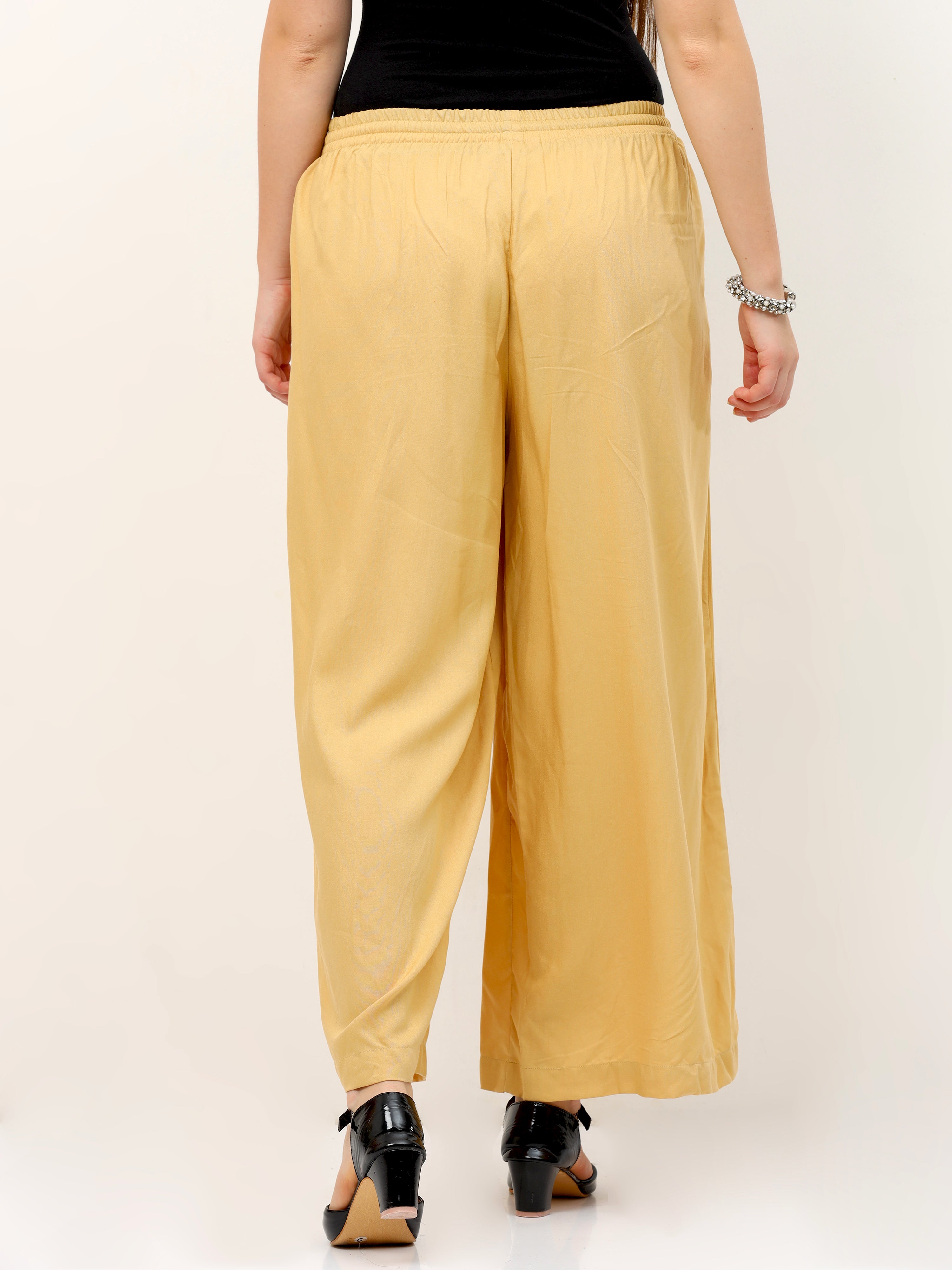 Beige Viscose Palazzo Pant Plain
