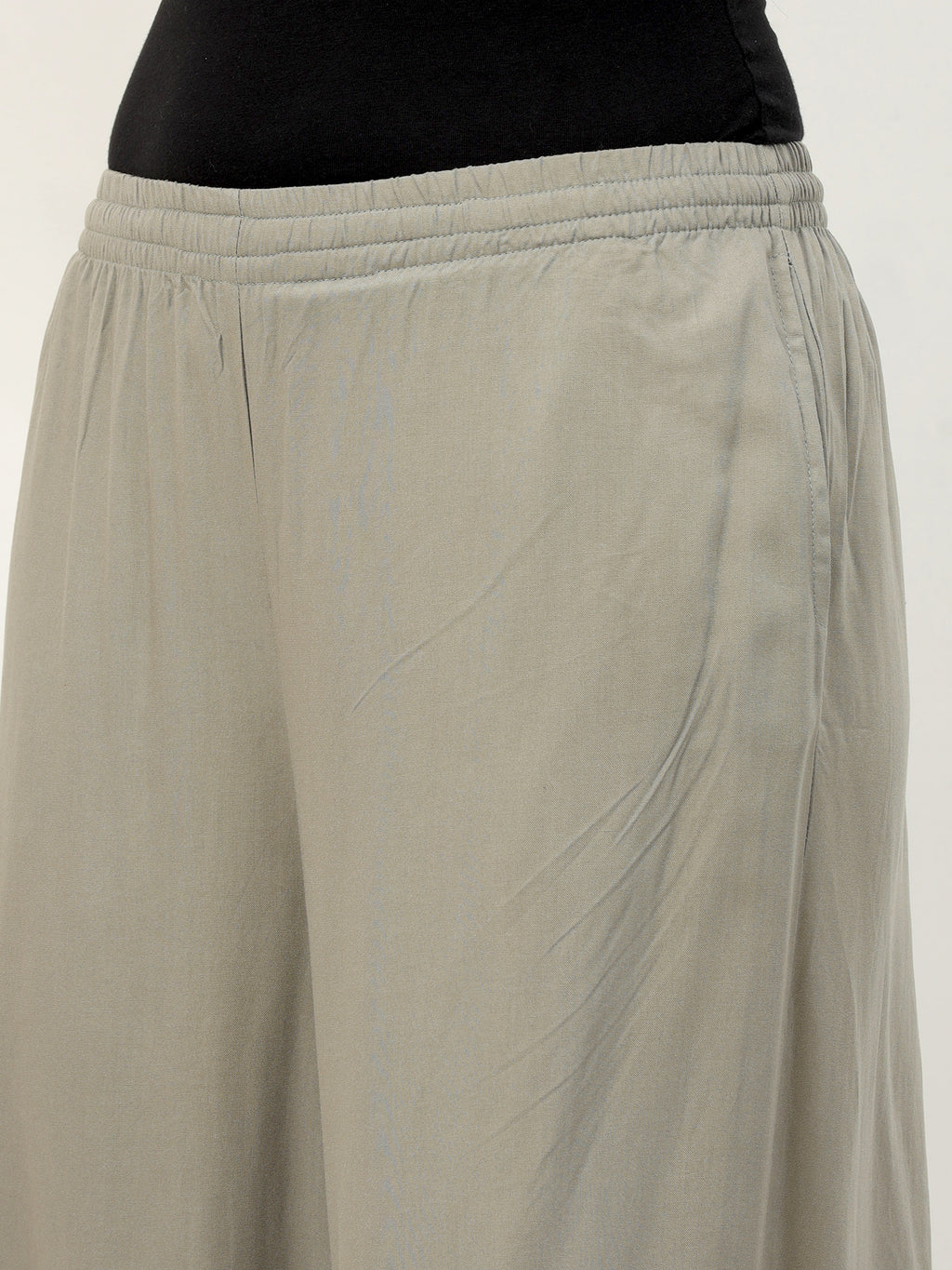 Lt Grey Viscose Palazzo Pant Plain