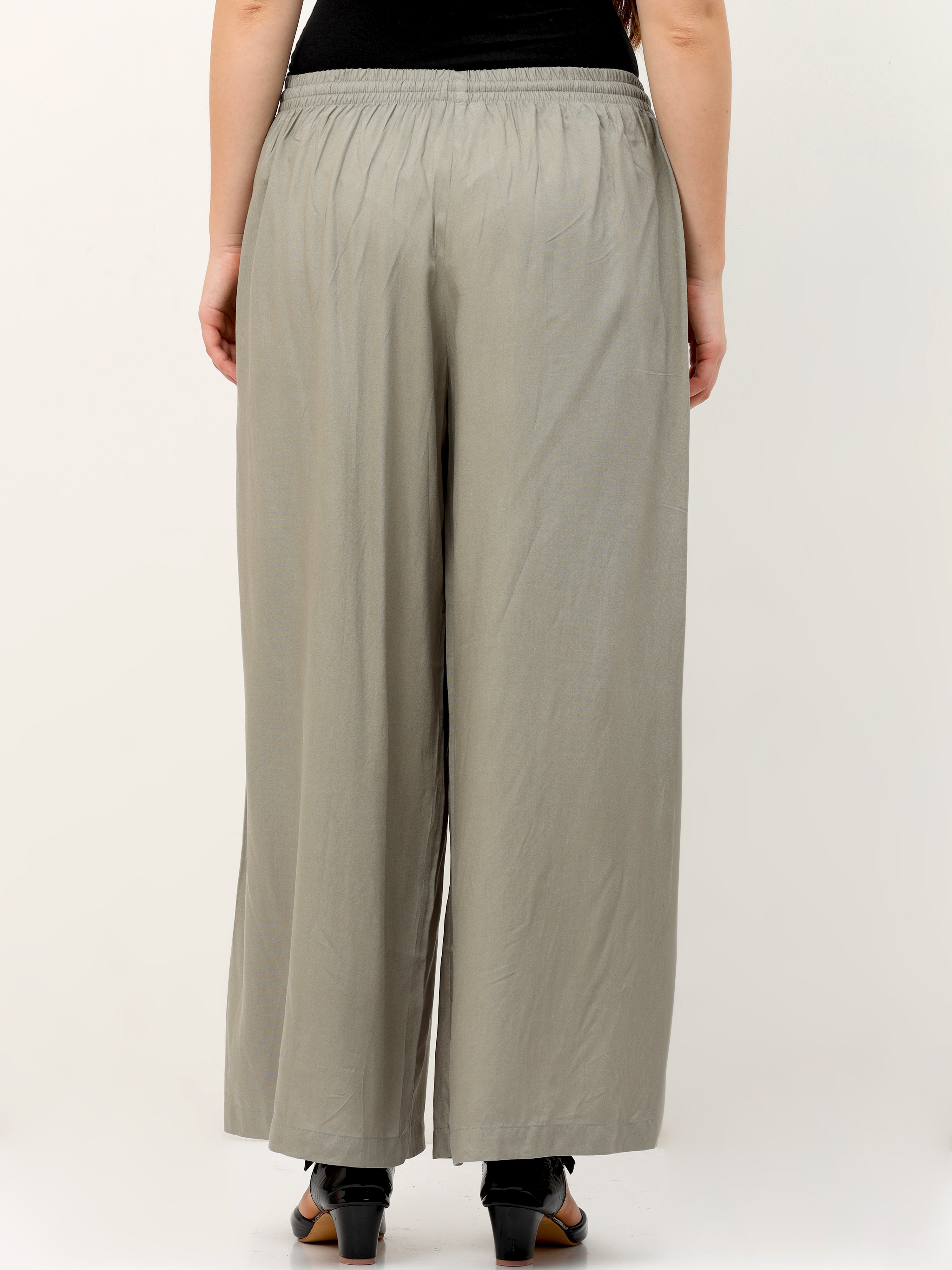 Lt Grey Viscose Palazzo Pant Plain