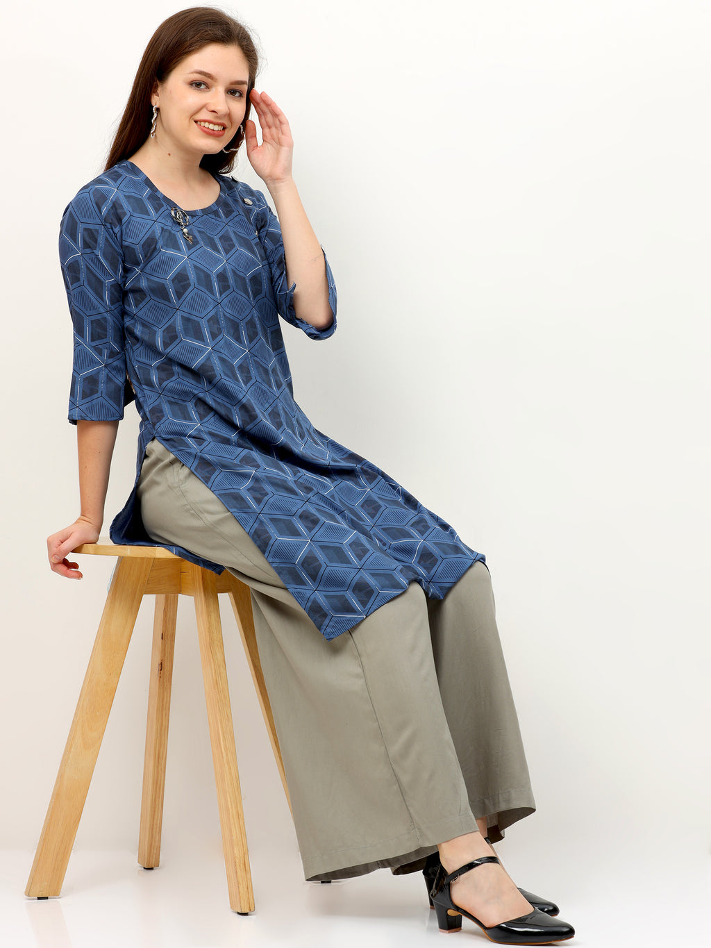 Lt Grey Viscose Palazzo Pant Plain