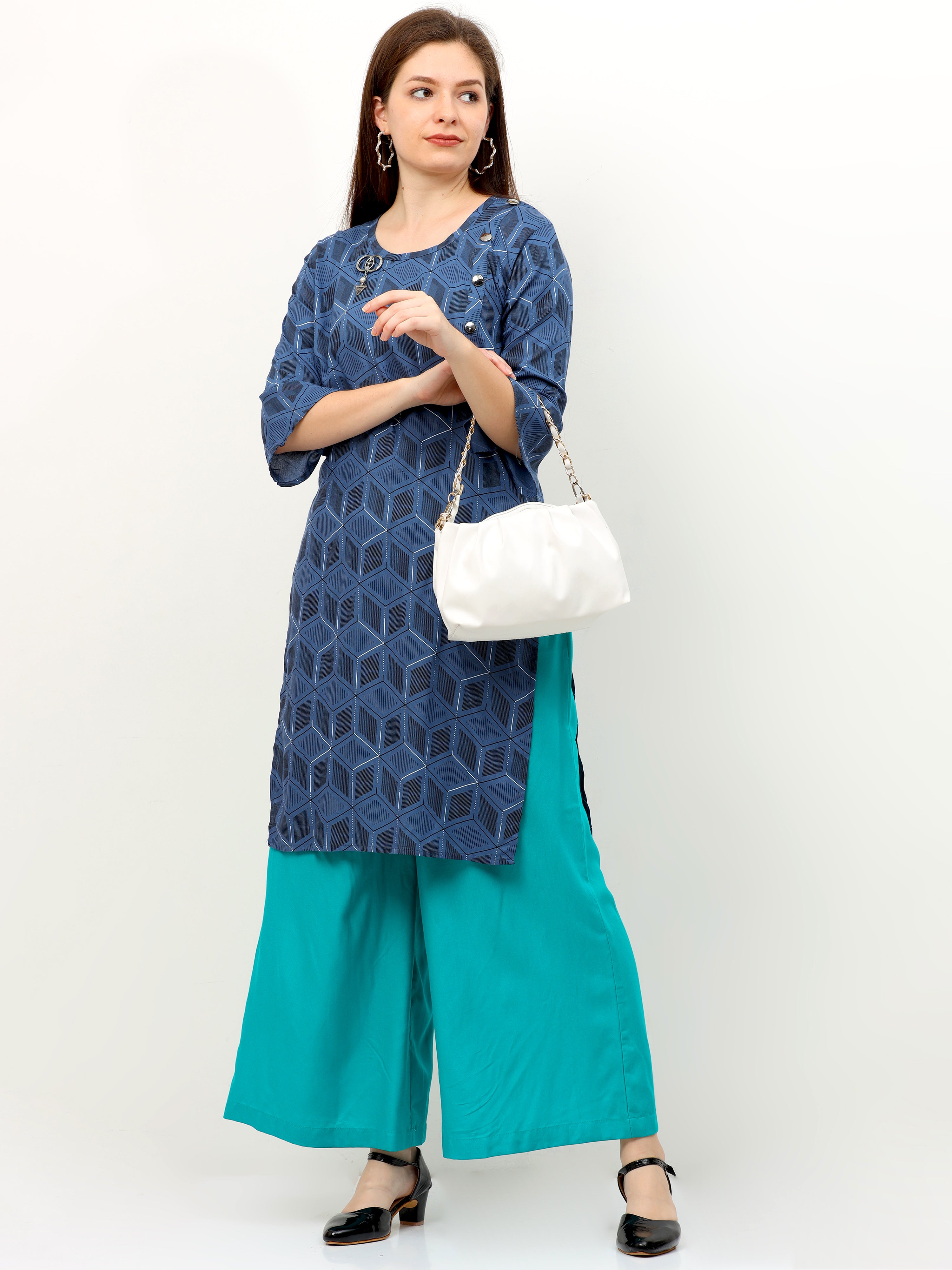 Rama Green Viscose Palazzo Pant Plain