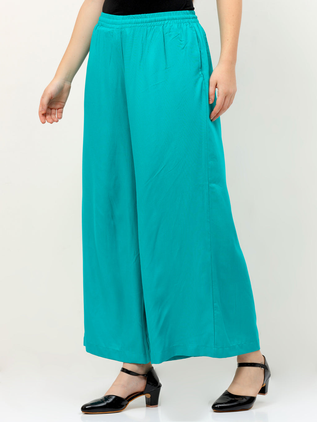 Rama Green Viscose Palazzo Pant Plain