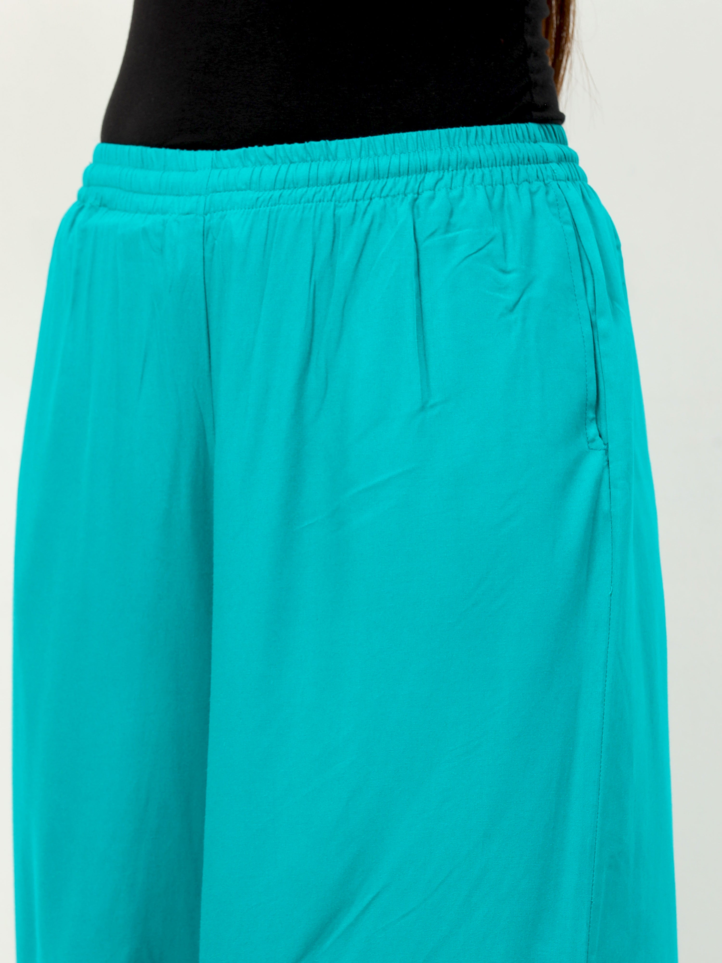 Rama Green Viscose Palazzo Pant Plain