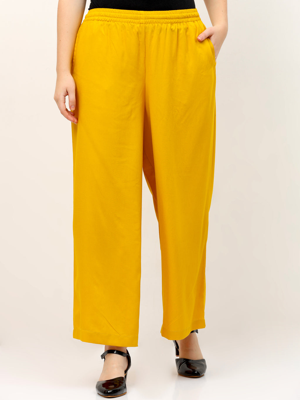 Musturd Viscose Palazzo Pant Plain