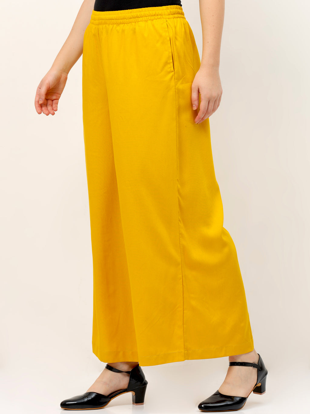 Musturd Viscose Palazzo Pant Plain