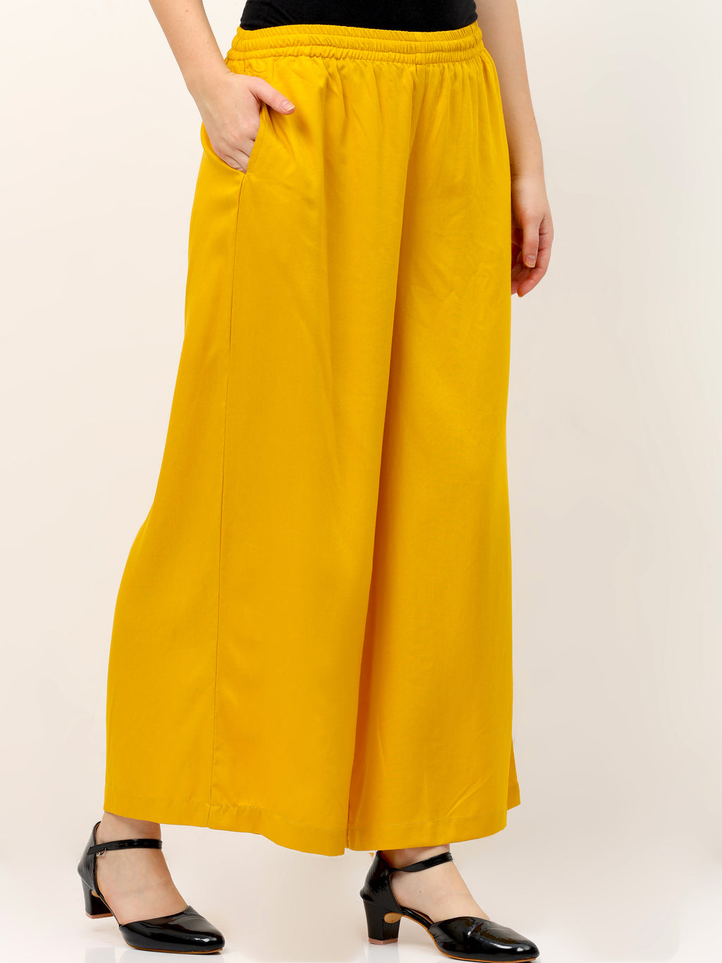 Musturd Viscose Palazzo Pant Plain