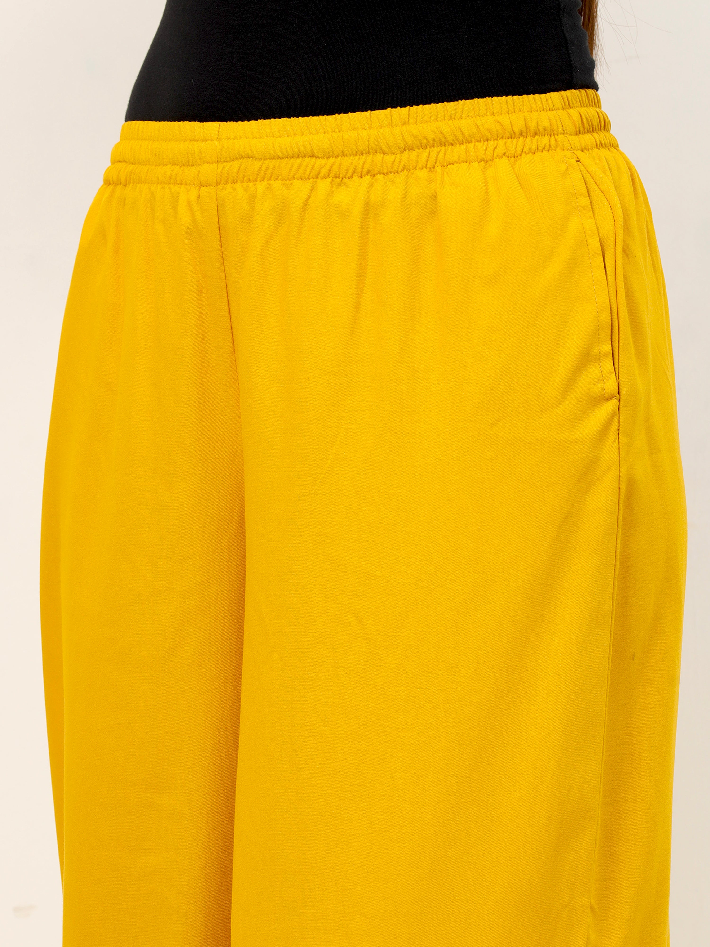 Musturd Viscose Palazzo Pant Plain