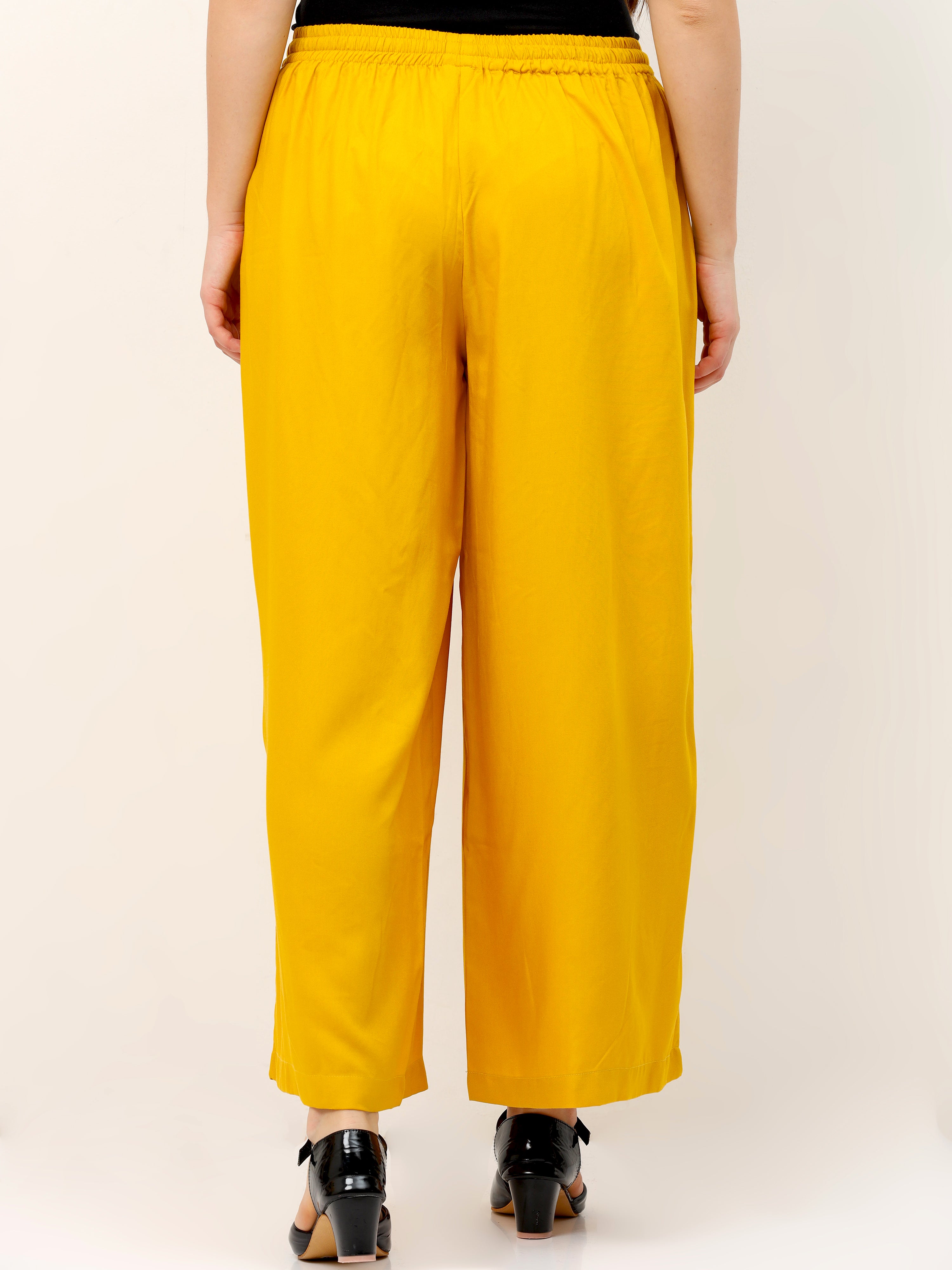 Musturd Viscose Palazzo Pant Plain