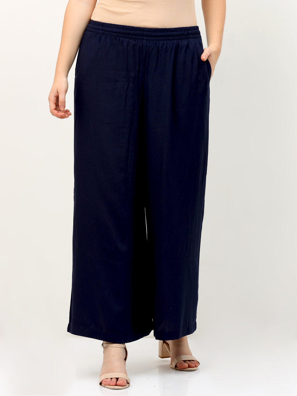 Navy Blue Viscose Palazzo Pant Plain