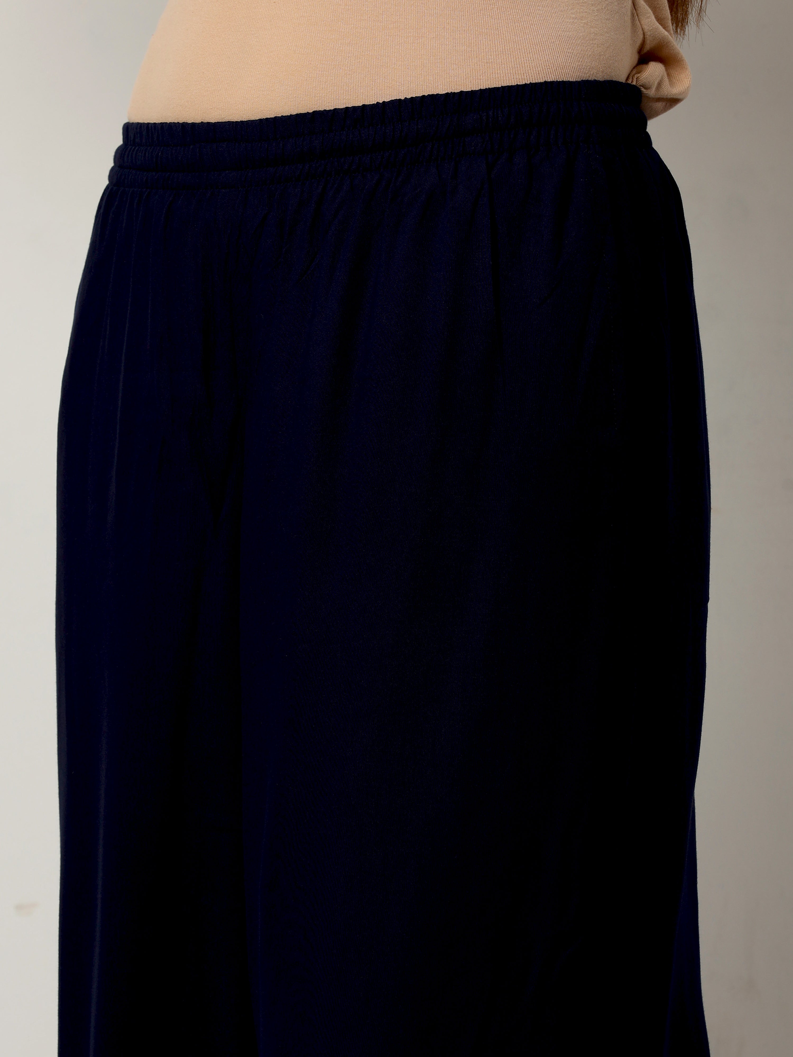 Navy Blue Viscose Palazzo Pant Plain