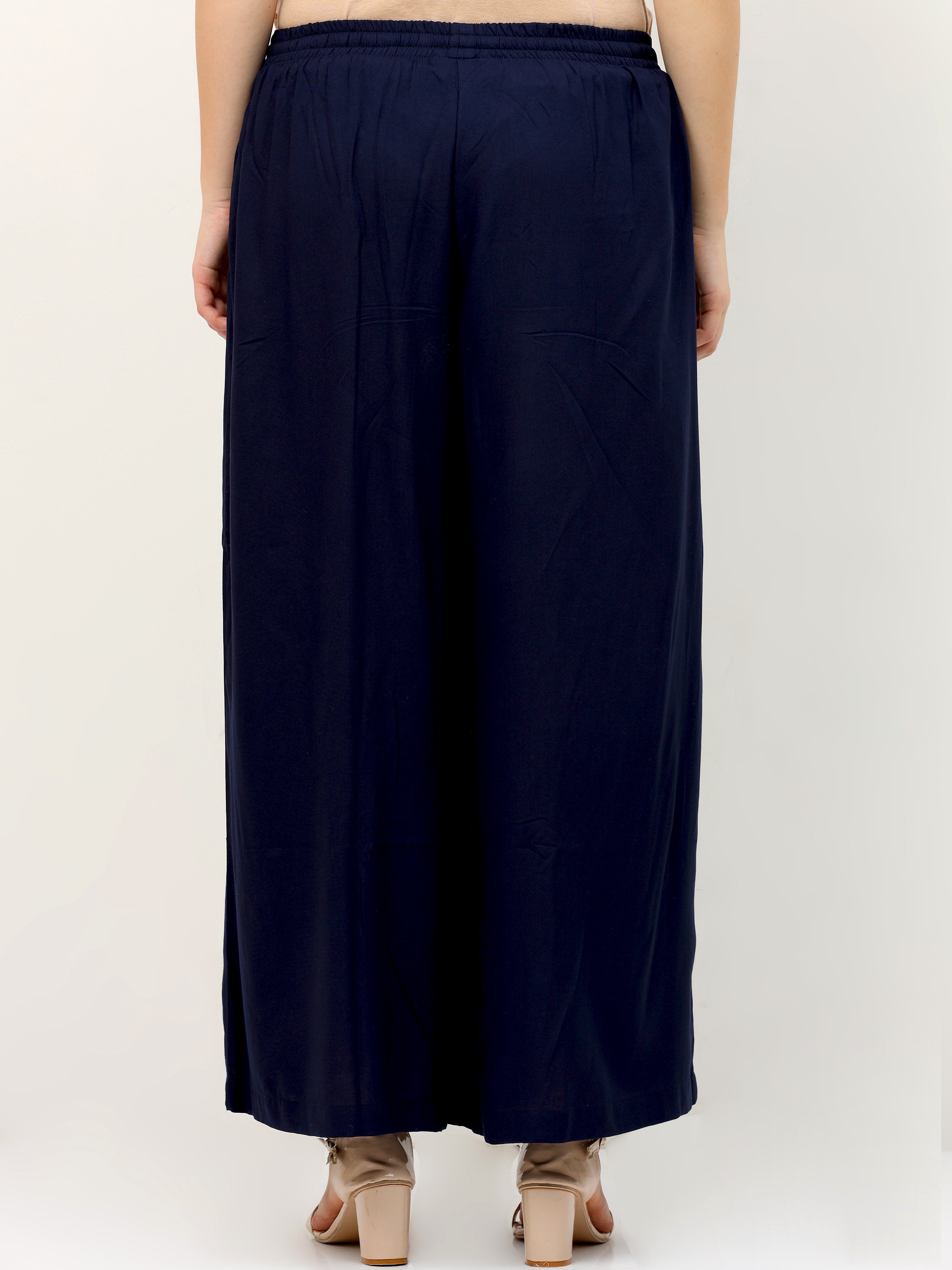 Navy Blue Viscose Palazzo Pant Plain
