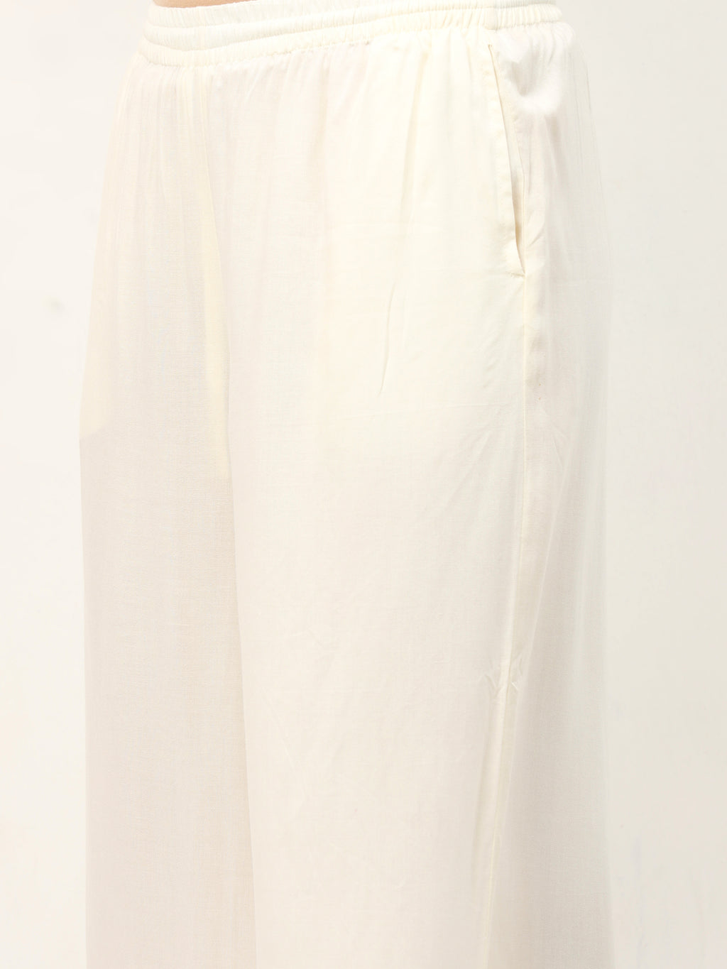 Off White Viscose Palazzo Pant Plain