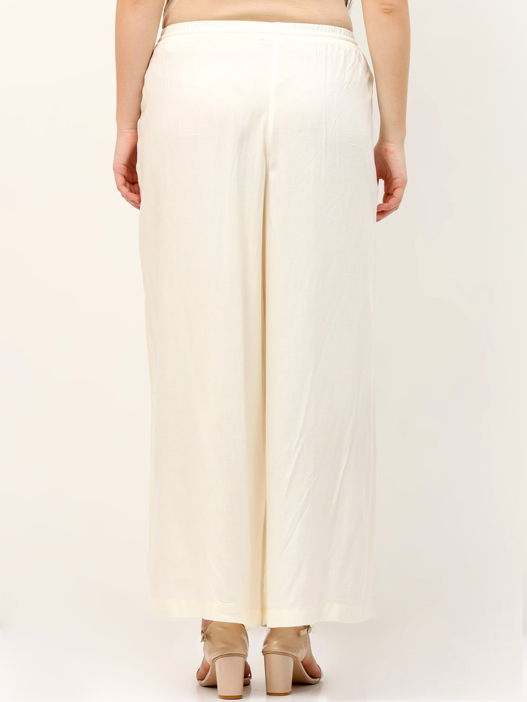 Off White Viscose Palazzo Pant Plain