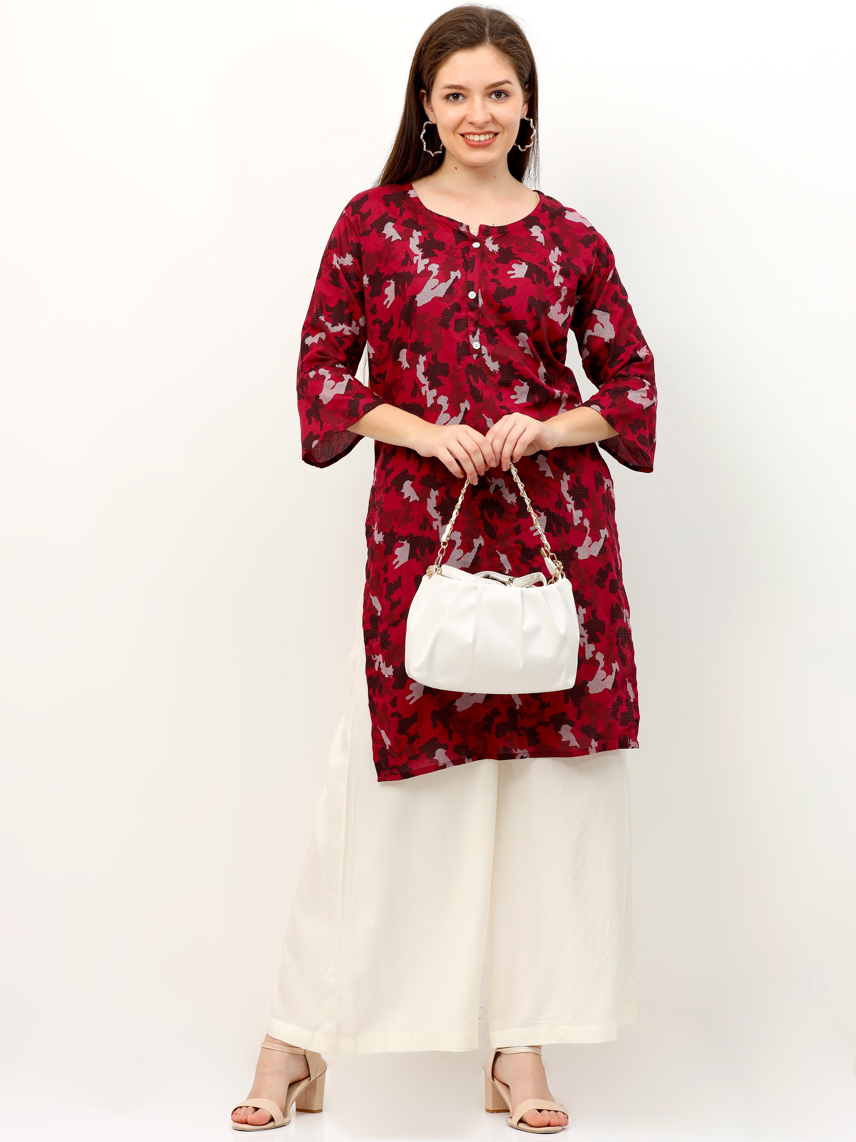 Off White Viscose Palazzo Pant Plain