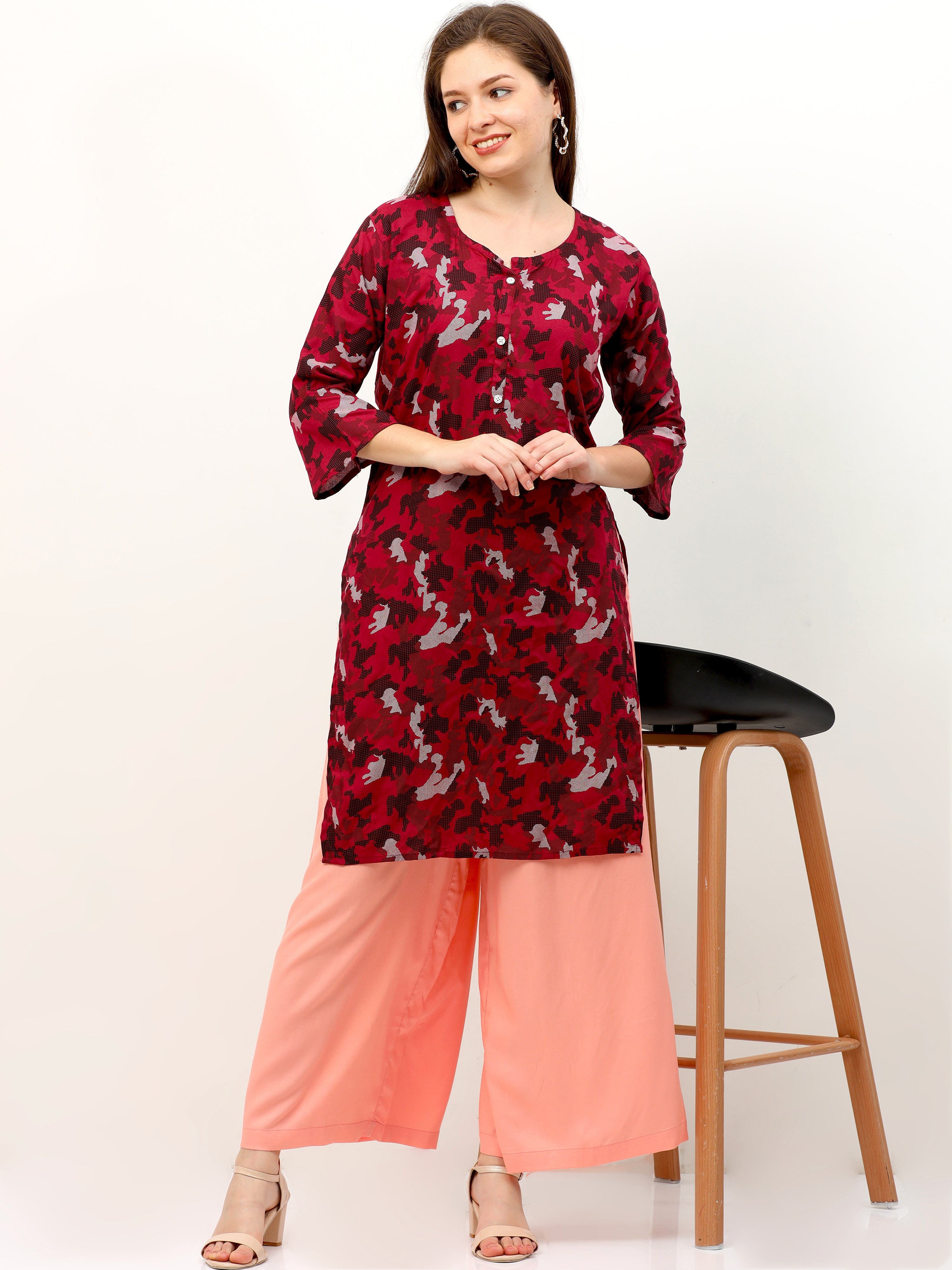 Peach Viscose Palazzo Pant Plain