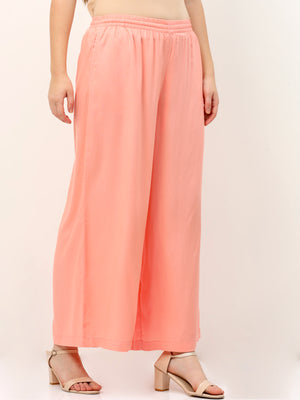 Peach Viscose Palazzo Pant Plain