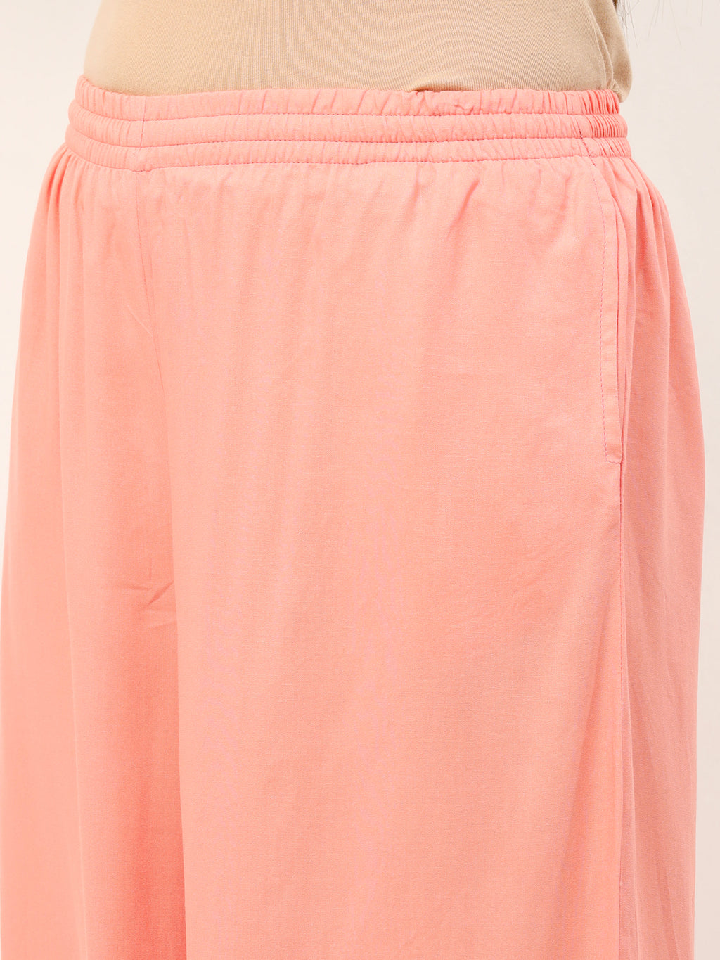 Peach Viscose Palazzo Pant Plain
