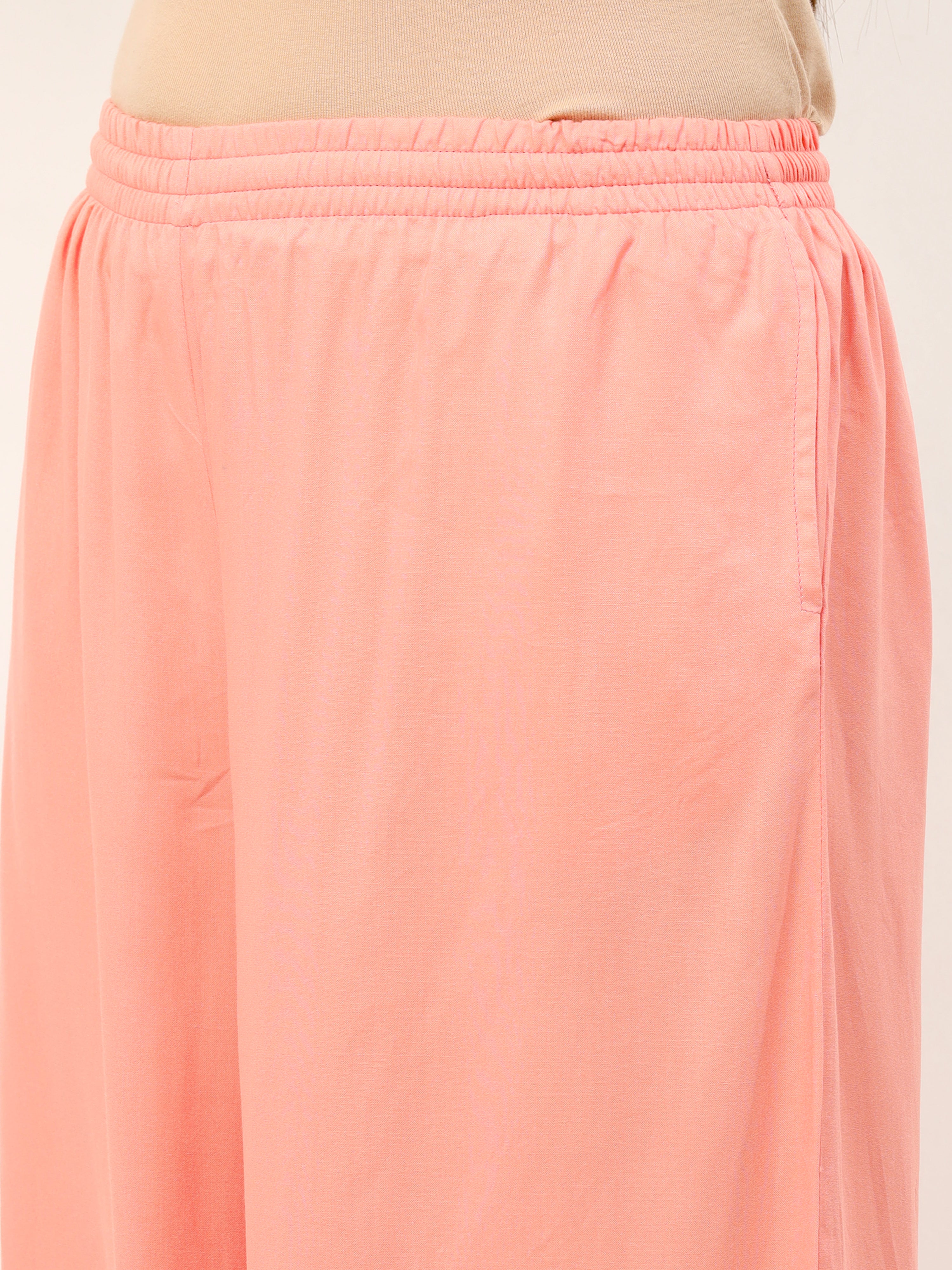 Peach Viscose Palazzo Pant Plain