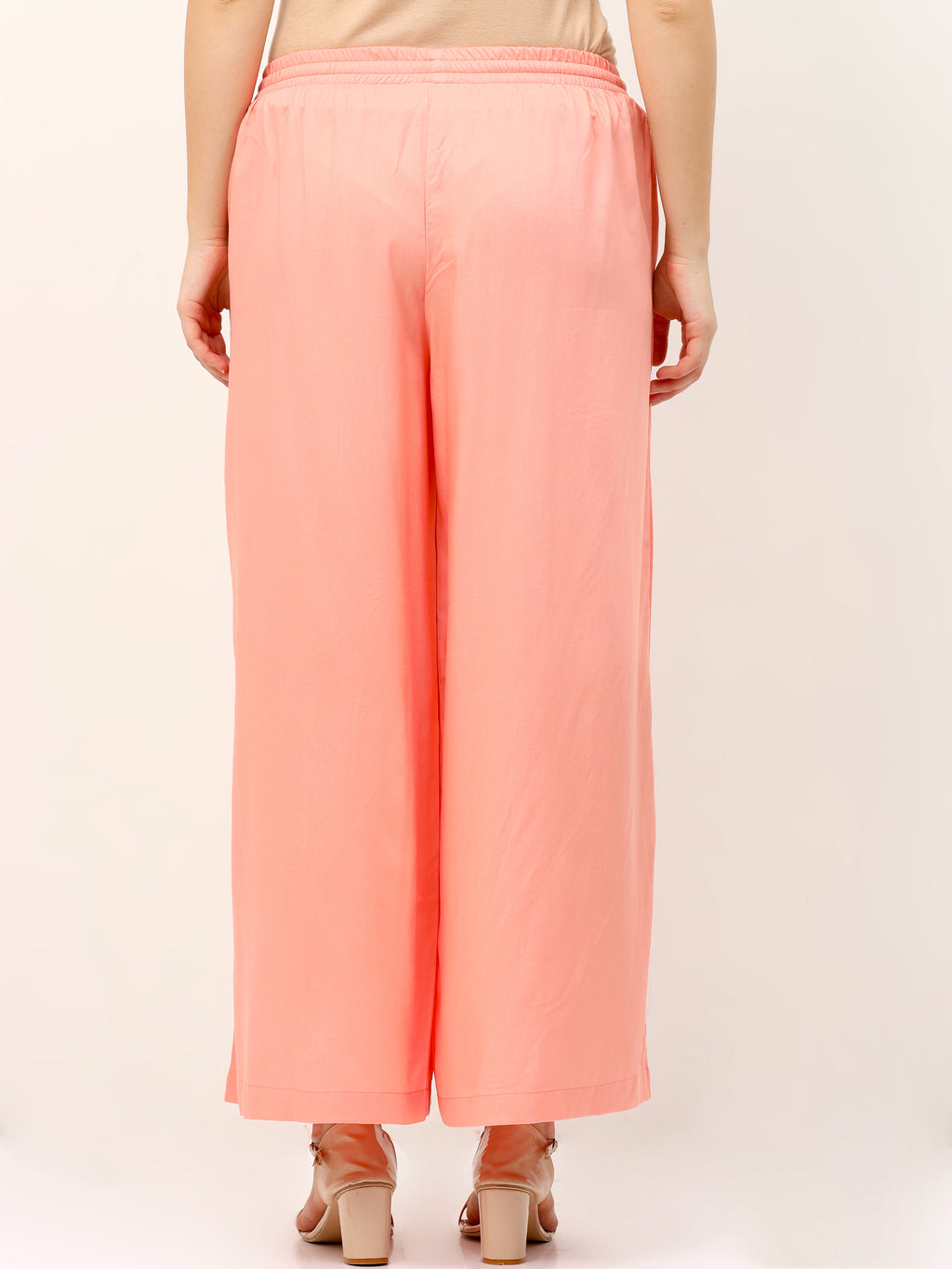 Peach Viscose Palazzo Pant Plain