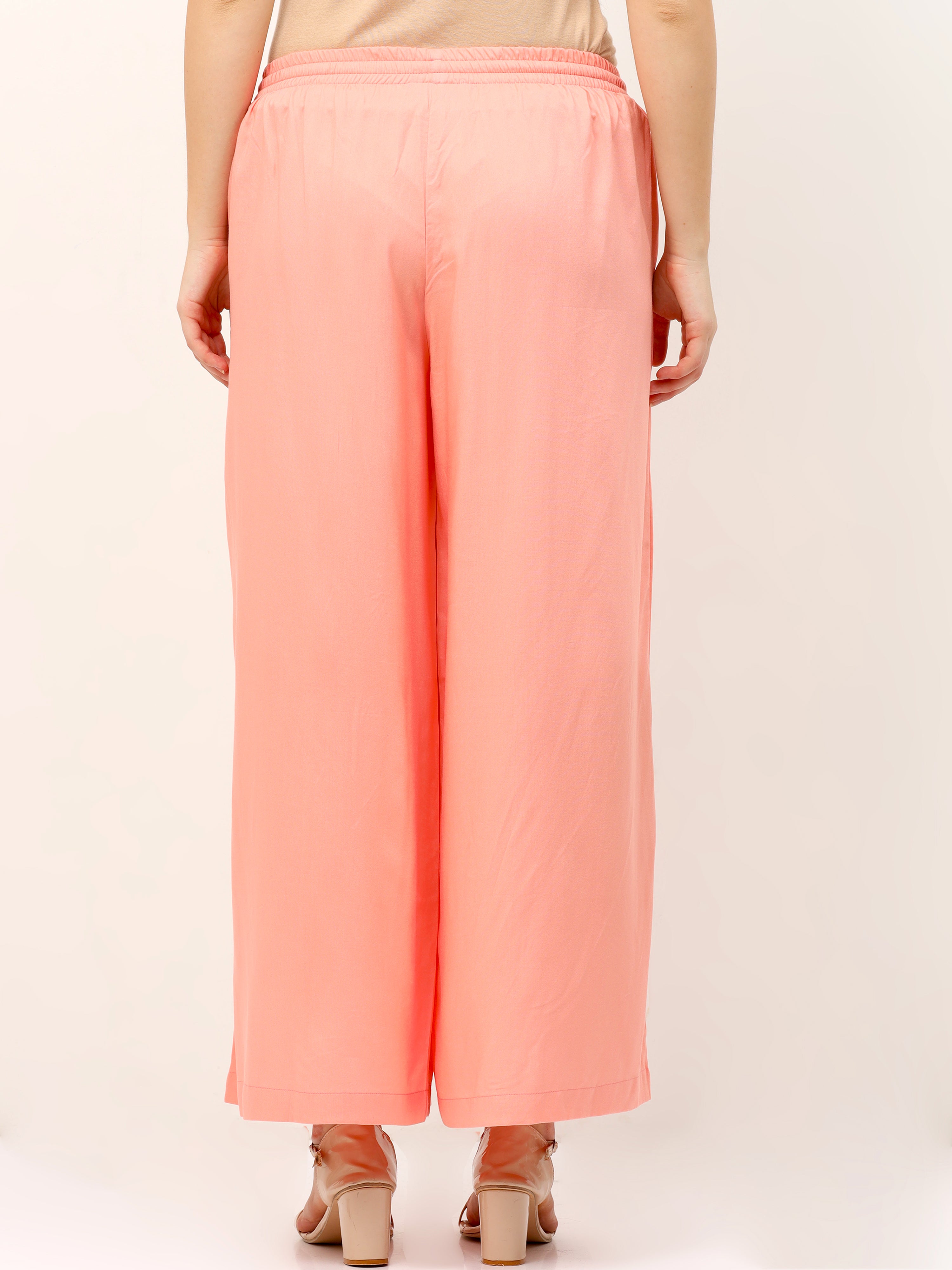 Peach Viscose Palazzo Pant Plain