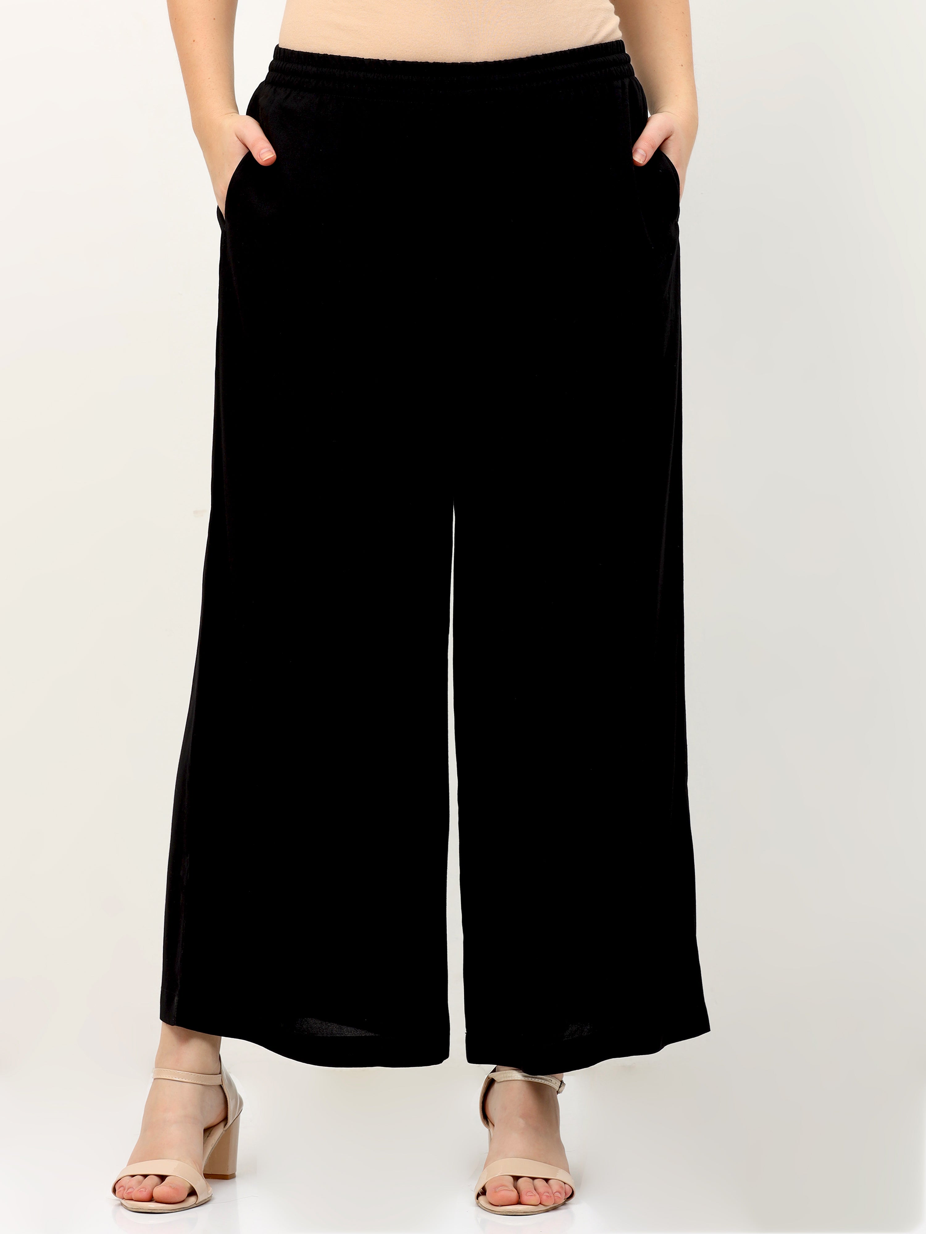 Black Viscose Palazzo Pant Plain