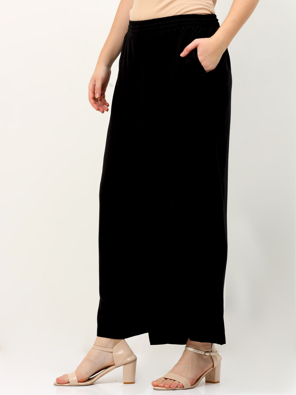 Black Viscose Palazzo Pant Plain