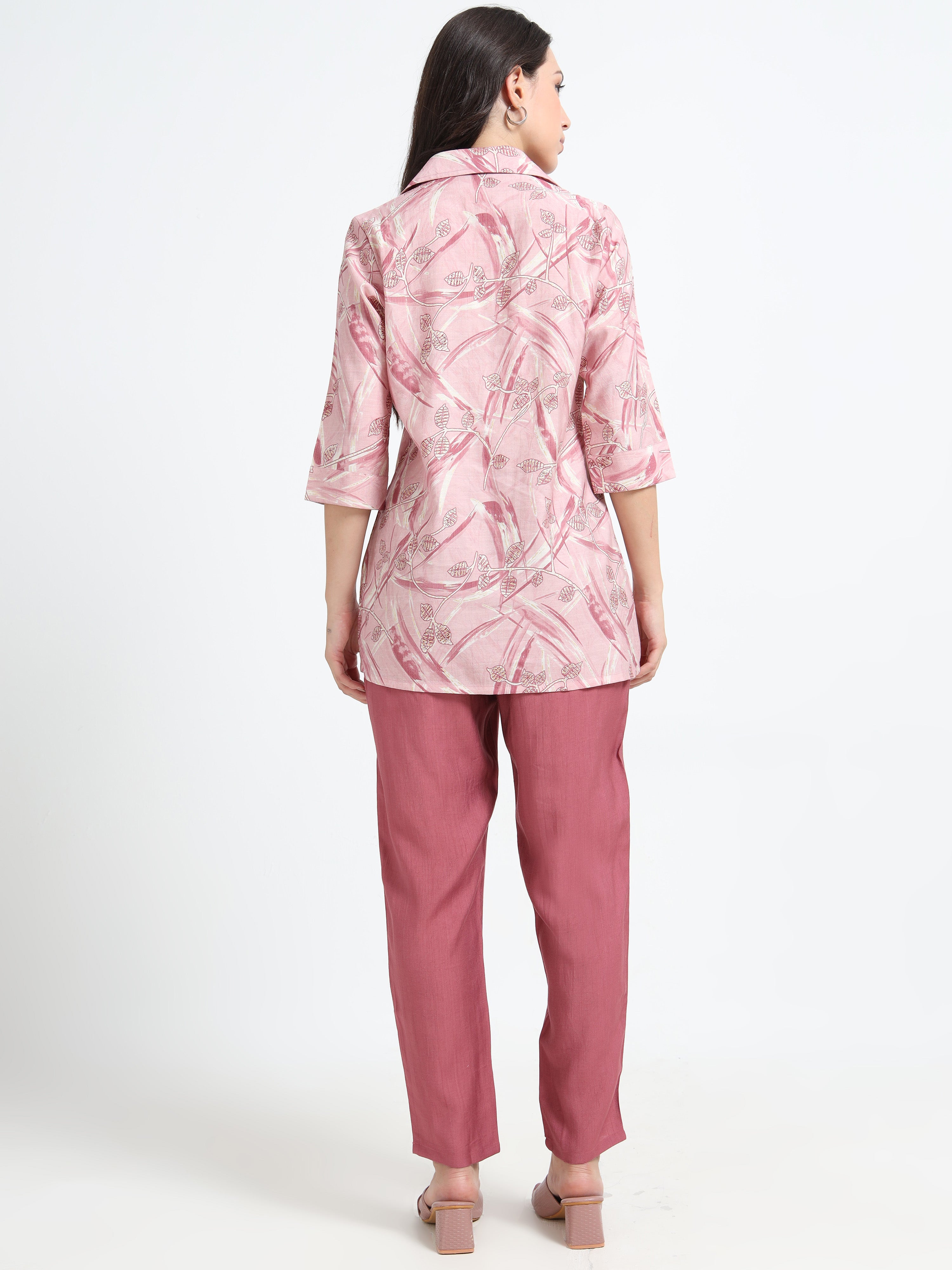 Rayon Printed Coord Set – Pink Breeze