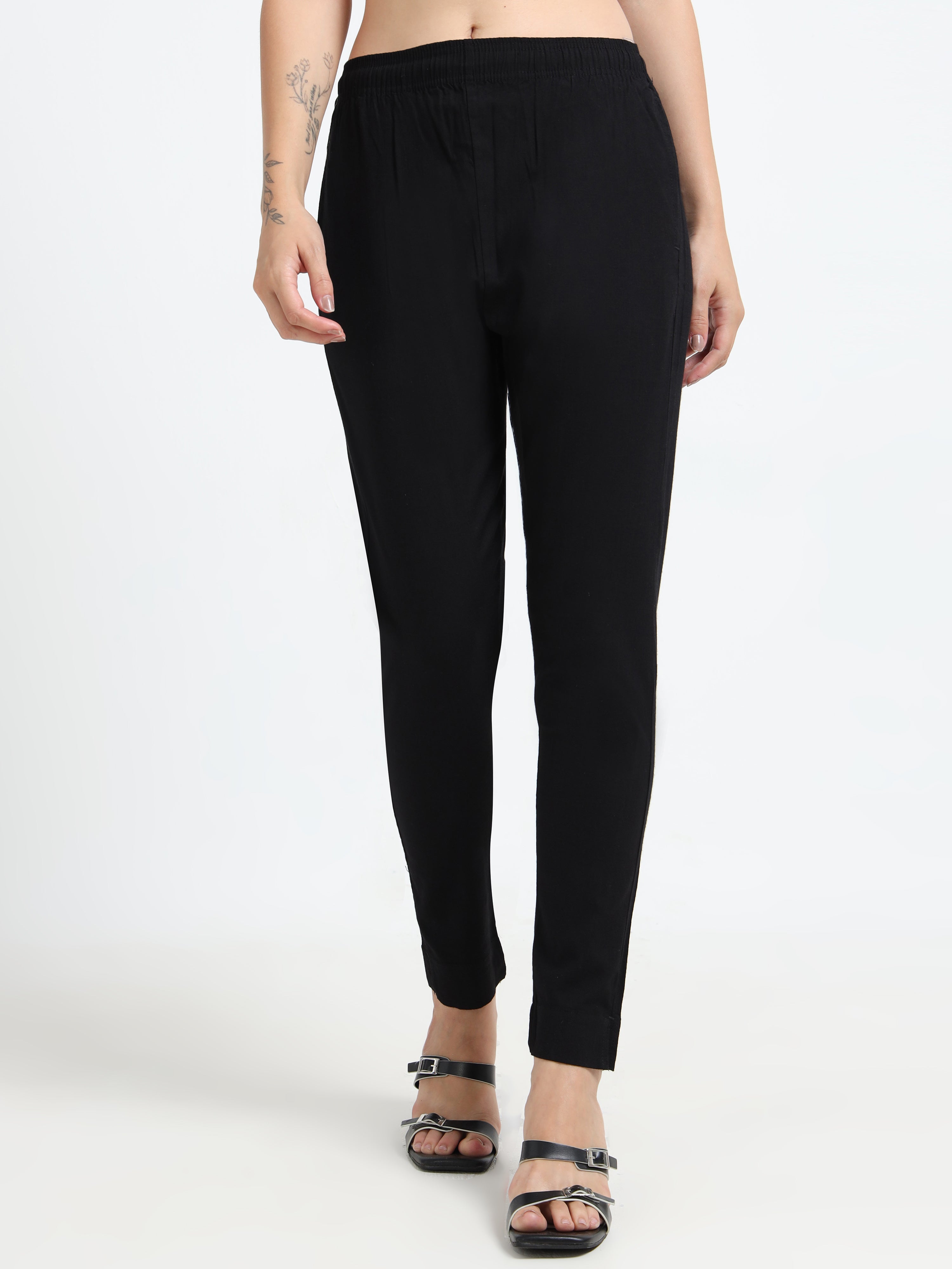 Black Rayon Stretchable Kurti Pant