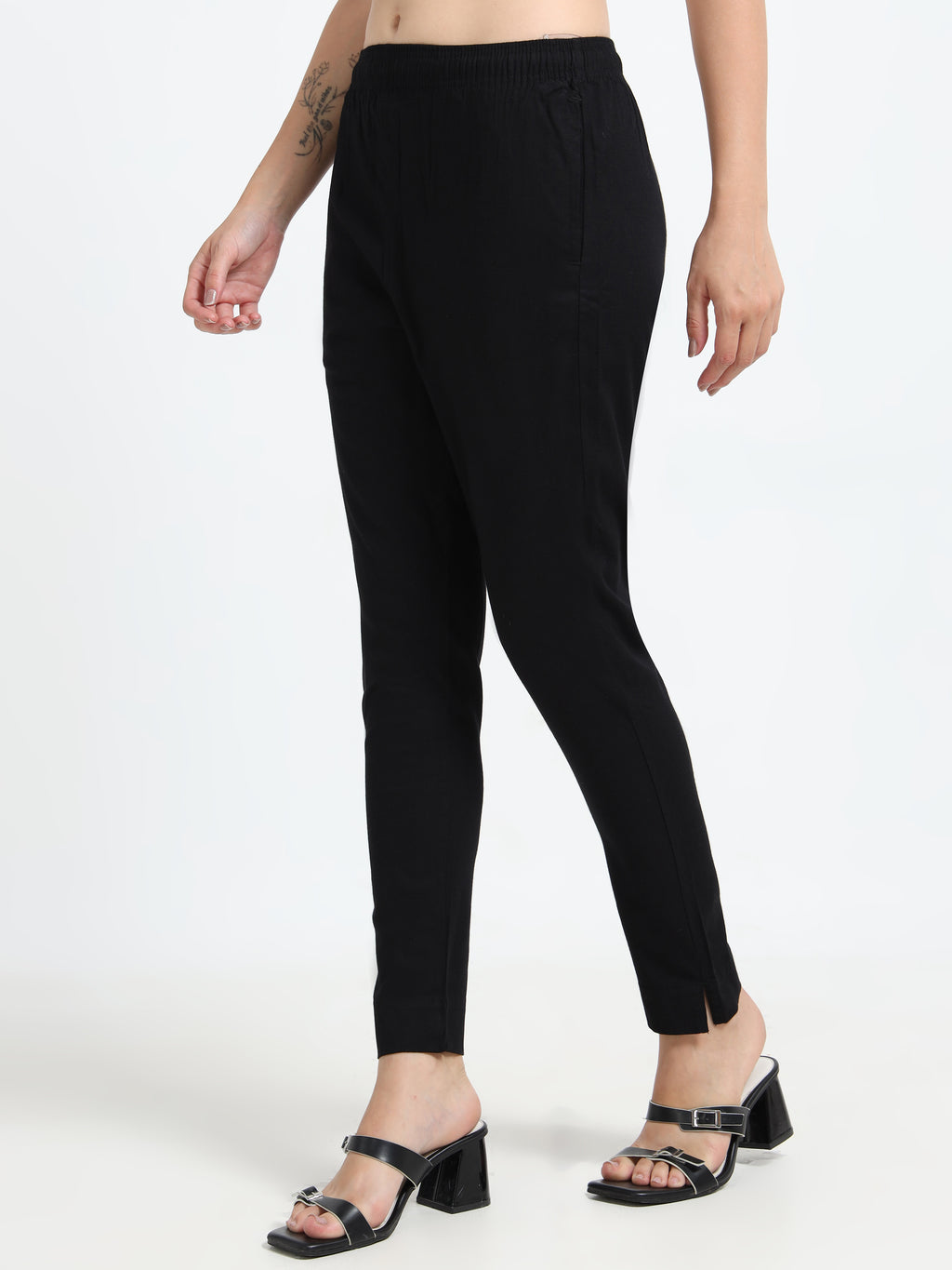 Black Rayon Stretchable Kurti Pant