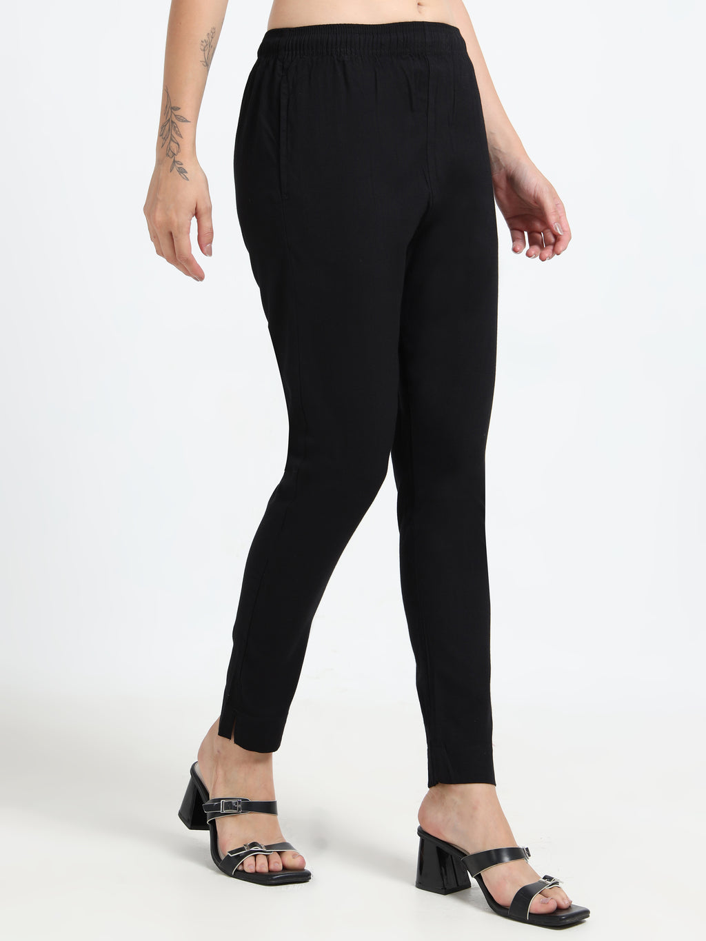 Black Rayon Stretchable Kurti Pant